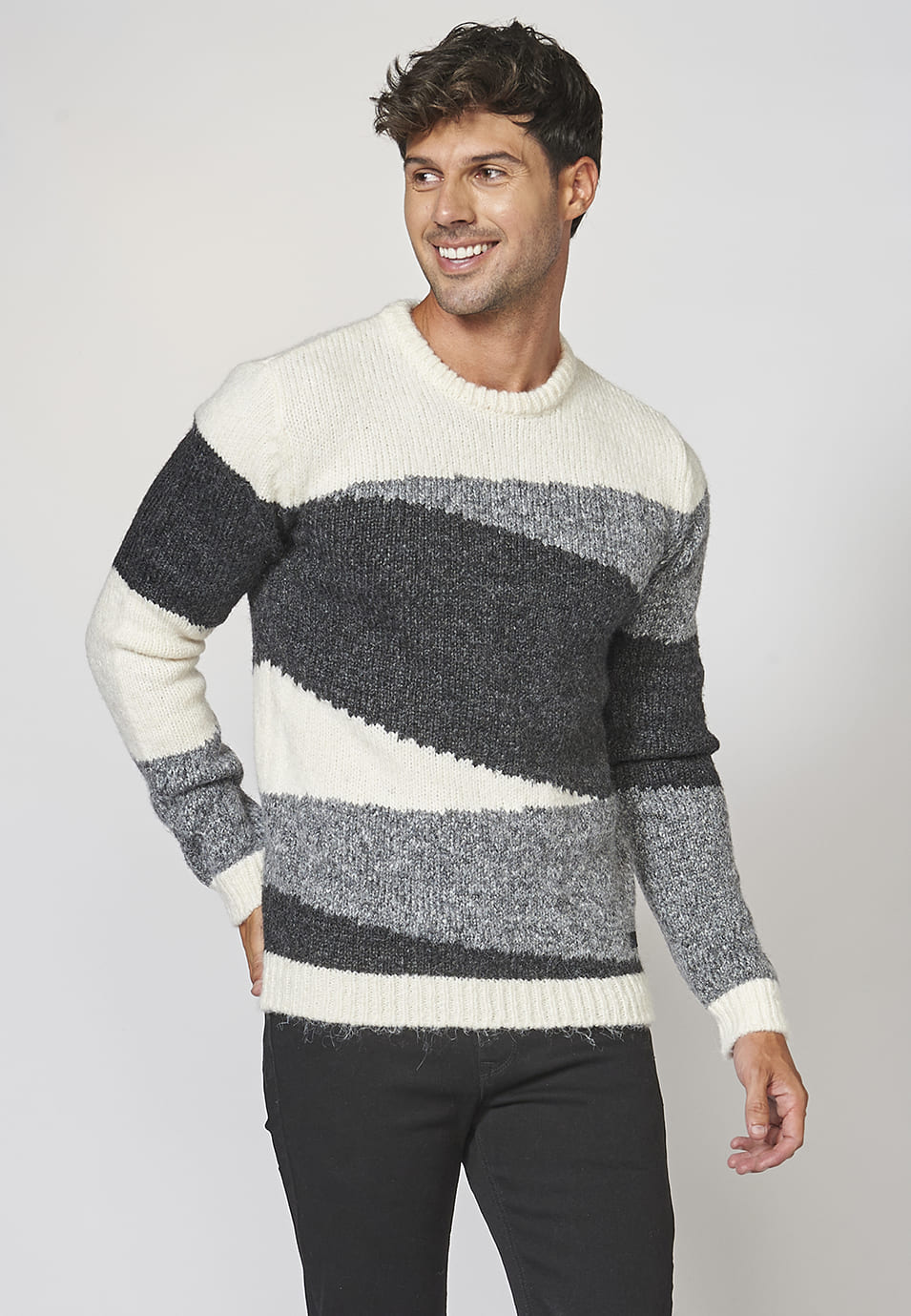 Jersey manga larga texturizado en triángulos para hombre