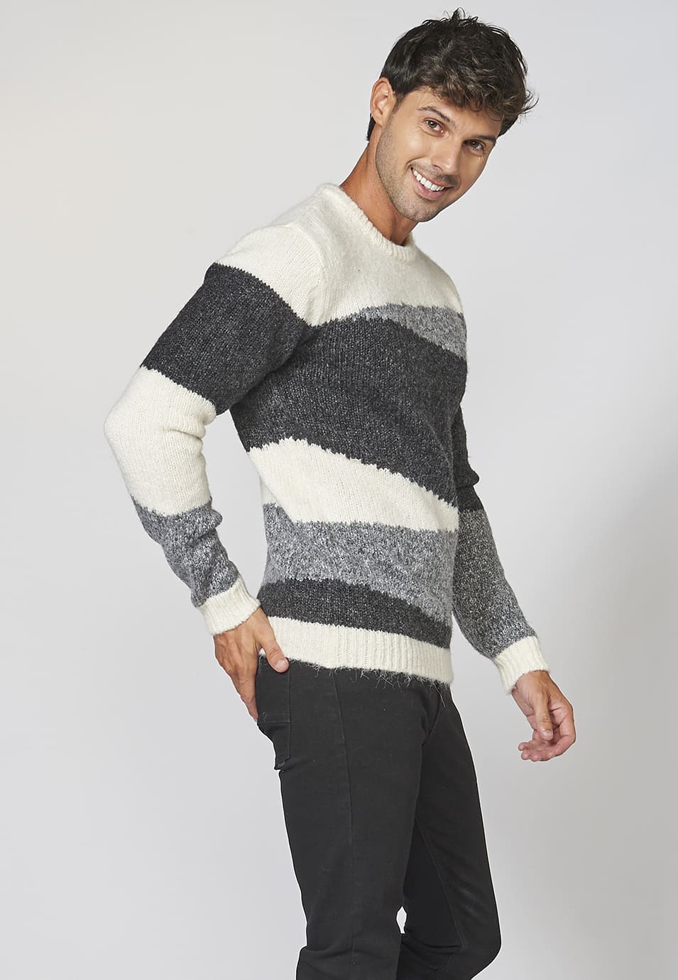 Jersey manga larga texturizado en triángulos para hombre