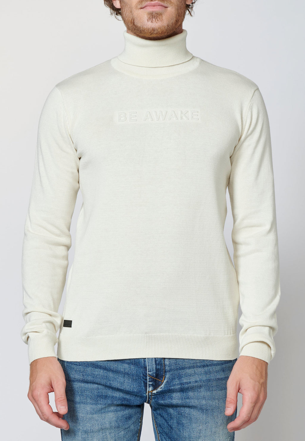 Jersey algodón de manga larga con cuello alto para hombre