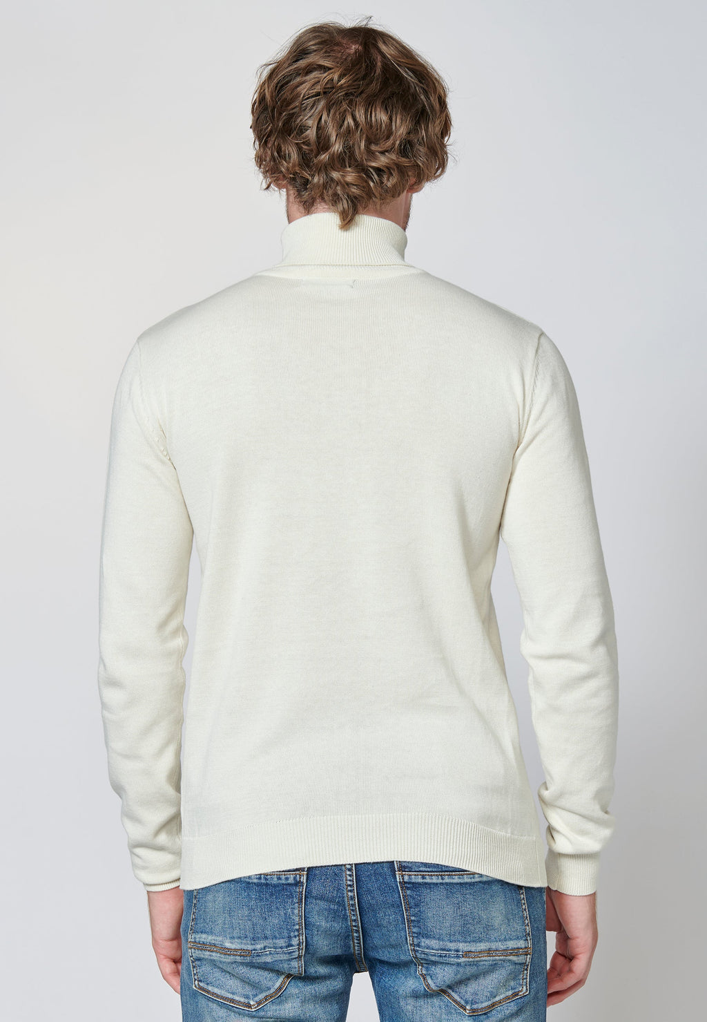 Jersey algodón de manga larga con cuello alto para hombre