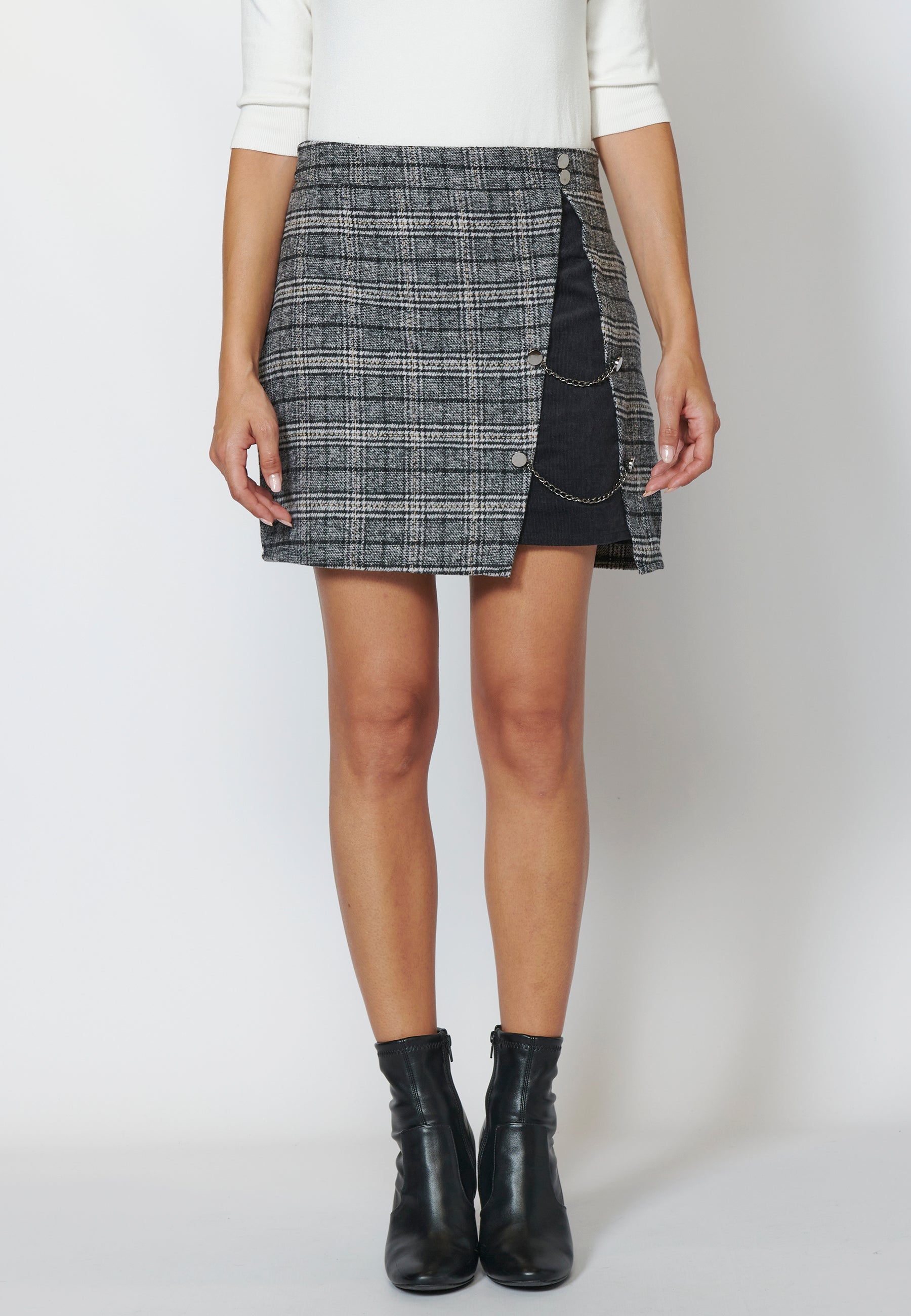 Falda tweed con forro mujer