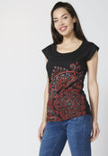 Camiseta étnica mujer sin mangas cuello barco