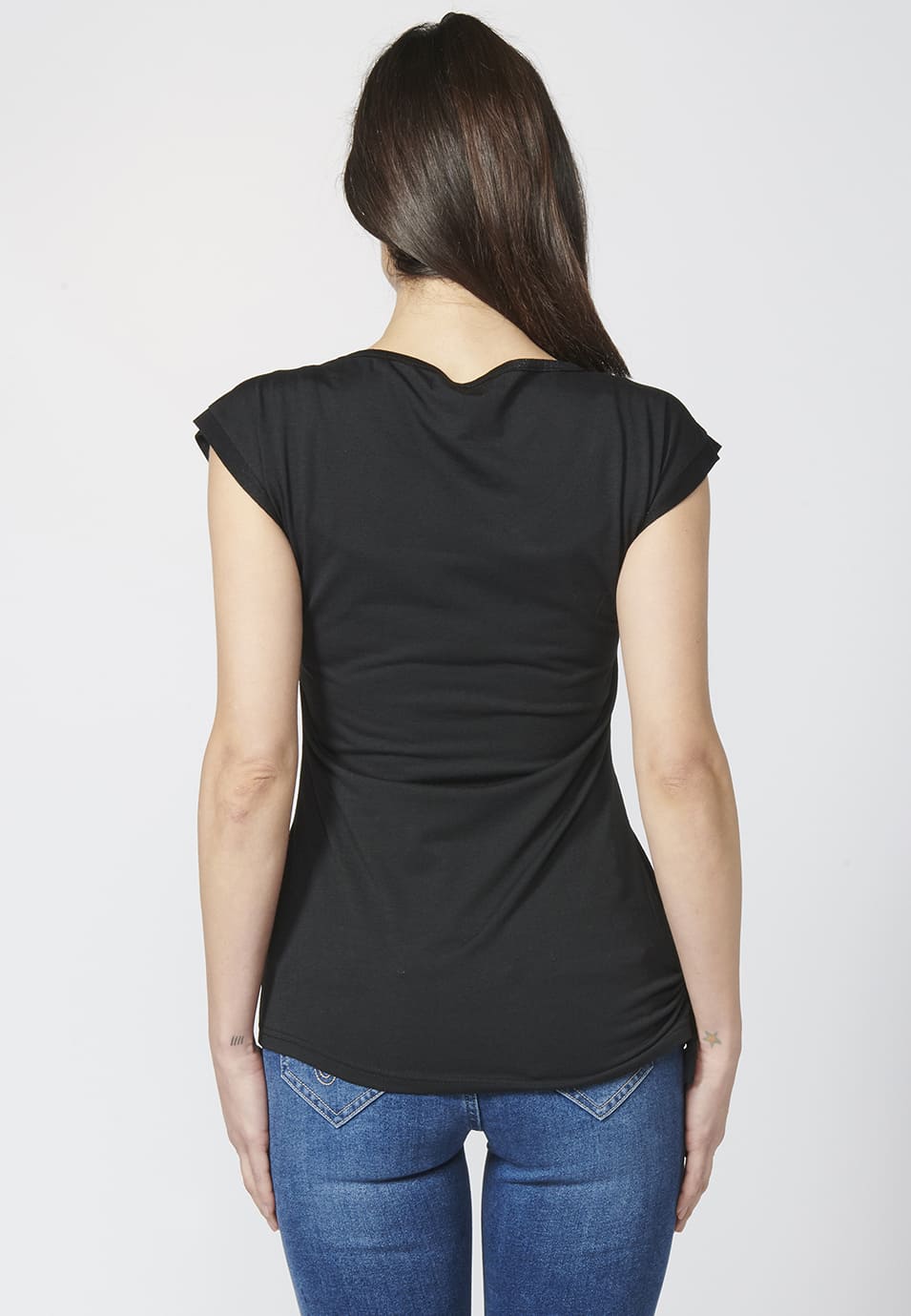 Camiseta étnica mujer sin mangas cuello barco