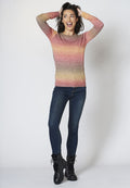 Jersey de punto tricot de cuello redondo punto fino multicolor para mujer