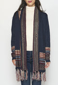 Chaqueta punto tricot efecto étnico y aflecos mujer