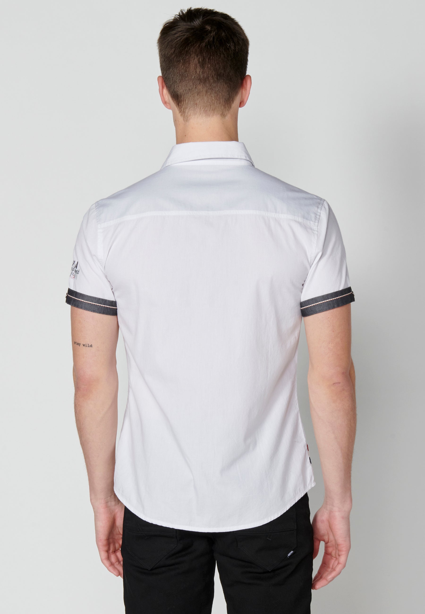 Camisa Hombre Manga Corta Algodón Bolsillos Solapa – Koroshi 2311CC01