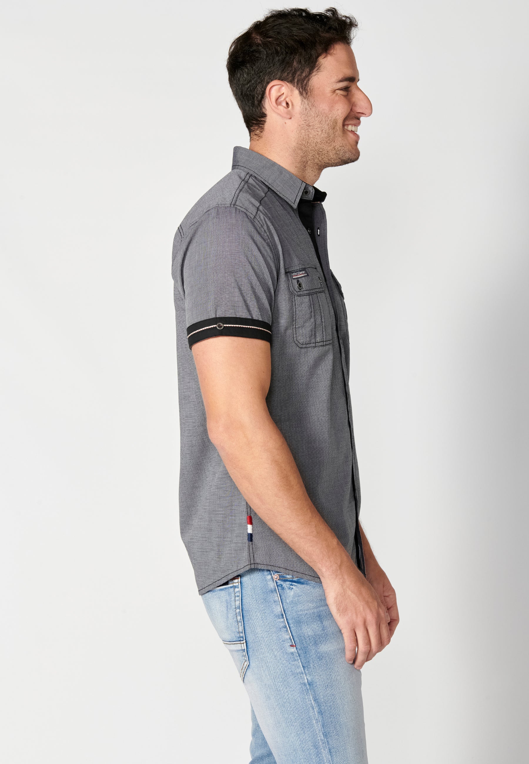 Camisa Hombre Manga Corta Algodón Bolsillos Solapa – Koroshi 2311CC01