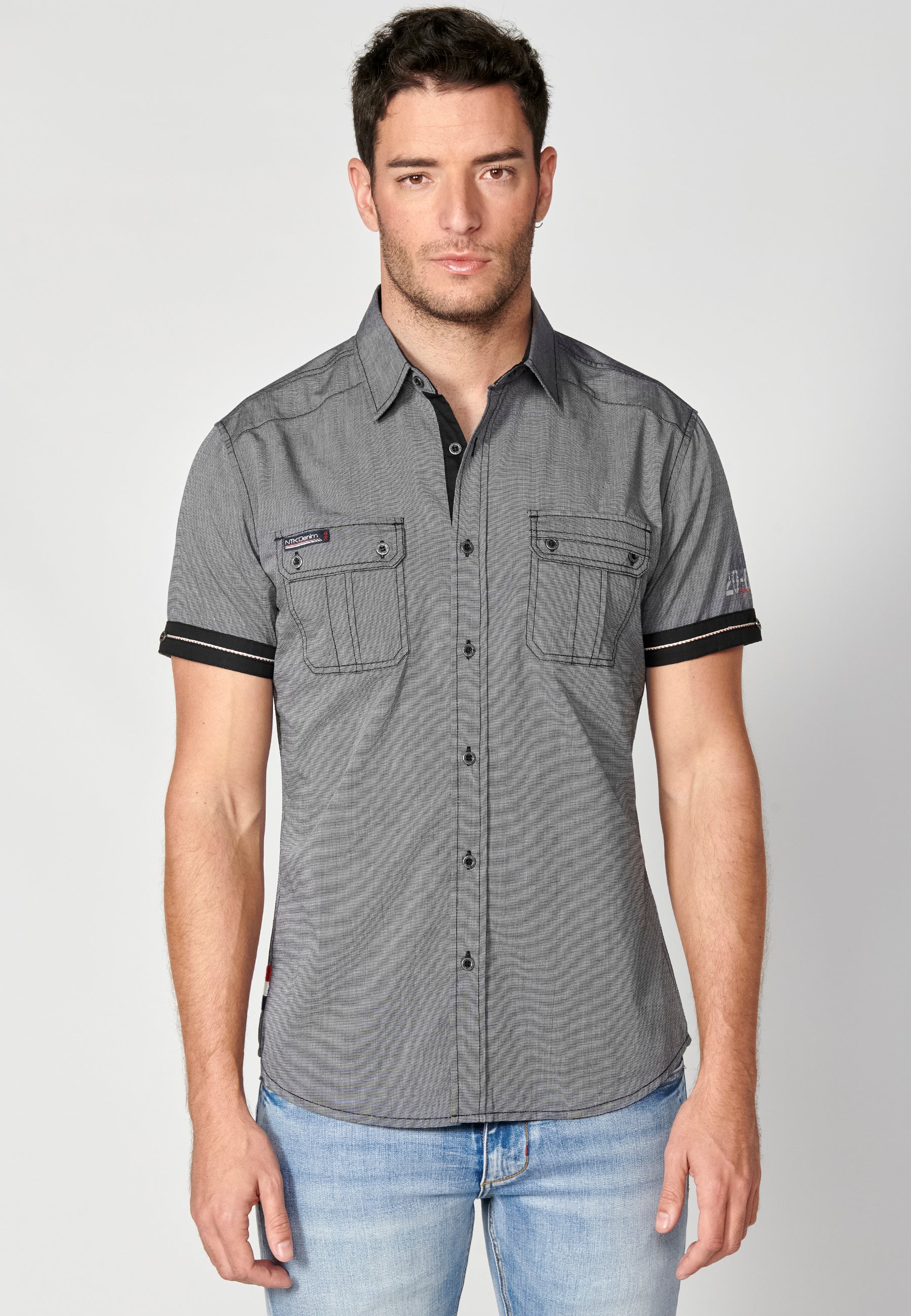 Camisa Hombre Manga Corta Algodón Bolsillos Solapa – Koroshi 2311CC01