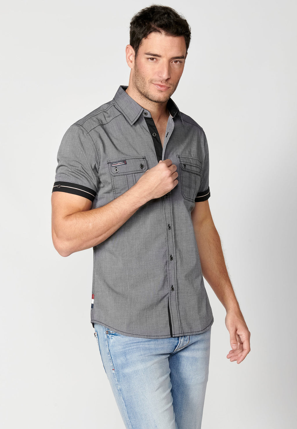 Camisa Hombre Manga Corta Algodón Bolsillos Solapa – Koroshi 2311CC01