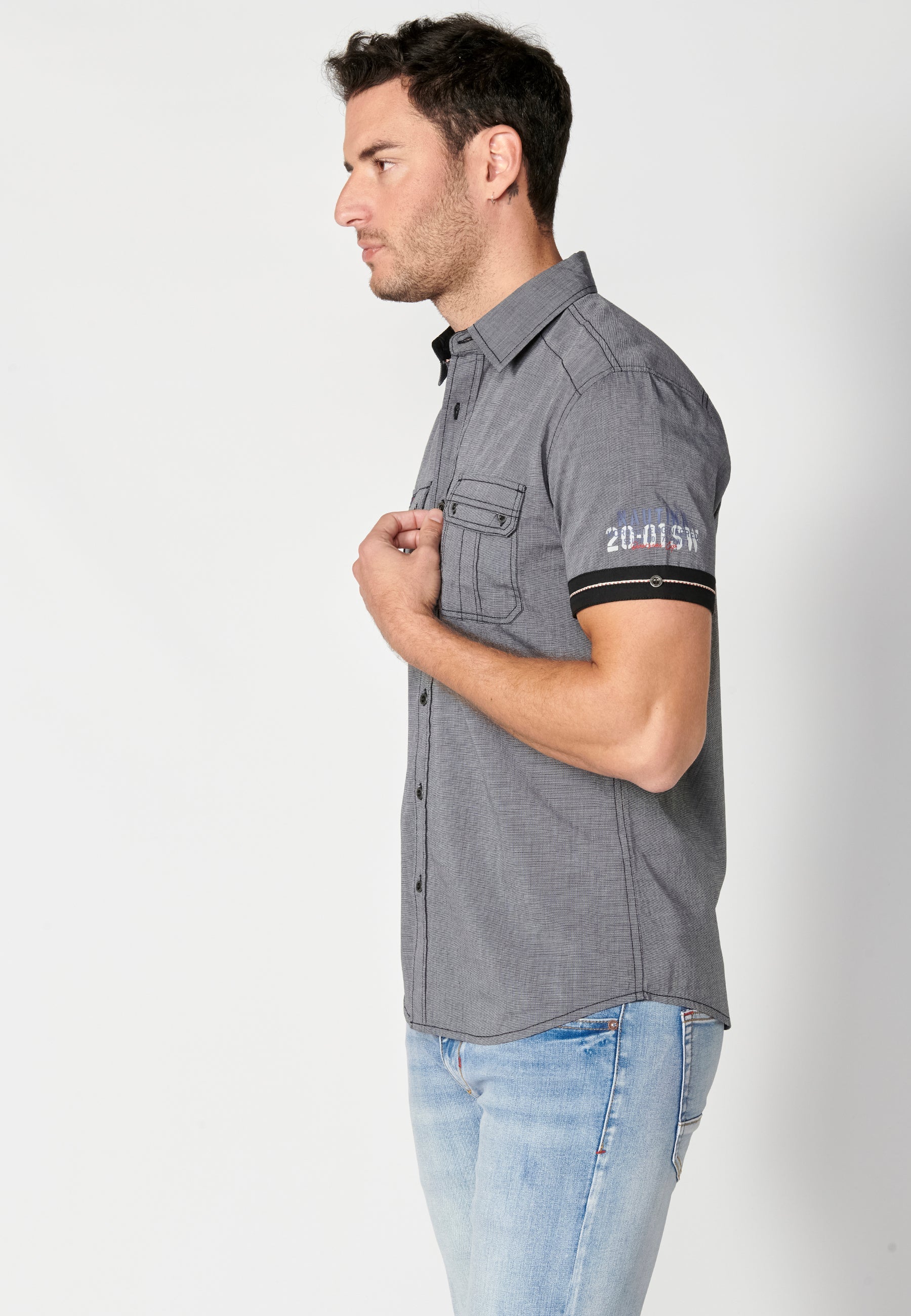 Camisa Hombre Manga Corta Algodón Bolsillos Solapa – Koroshi 2311CC01
