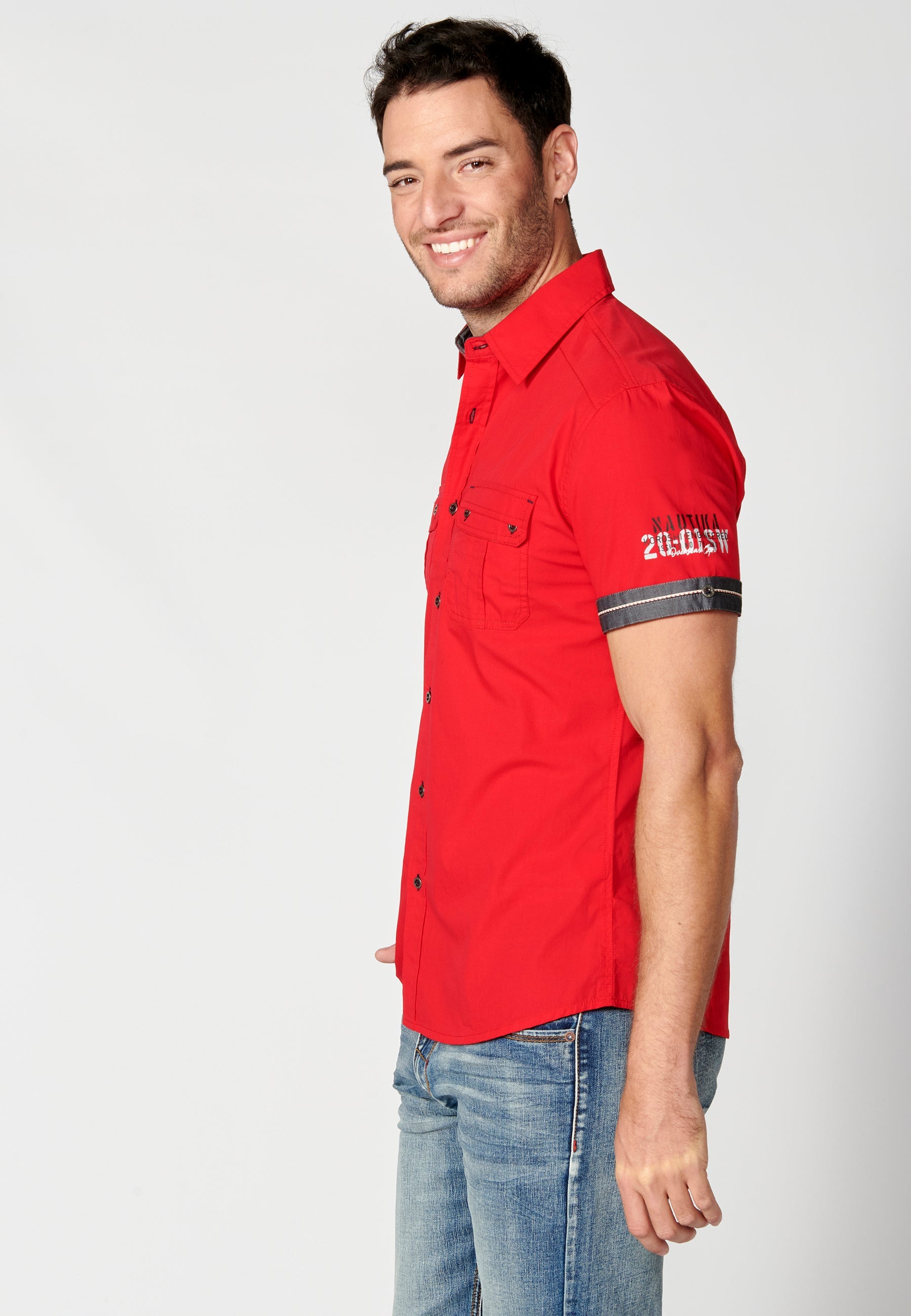 Camisa Hombre Manga Corta Algodón Bolsillos Solapa – Koroshi 2311CC01