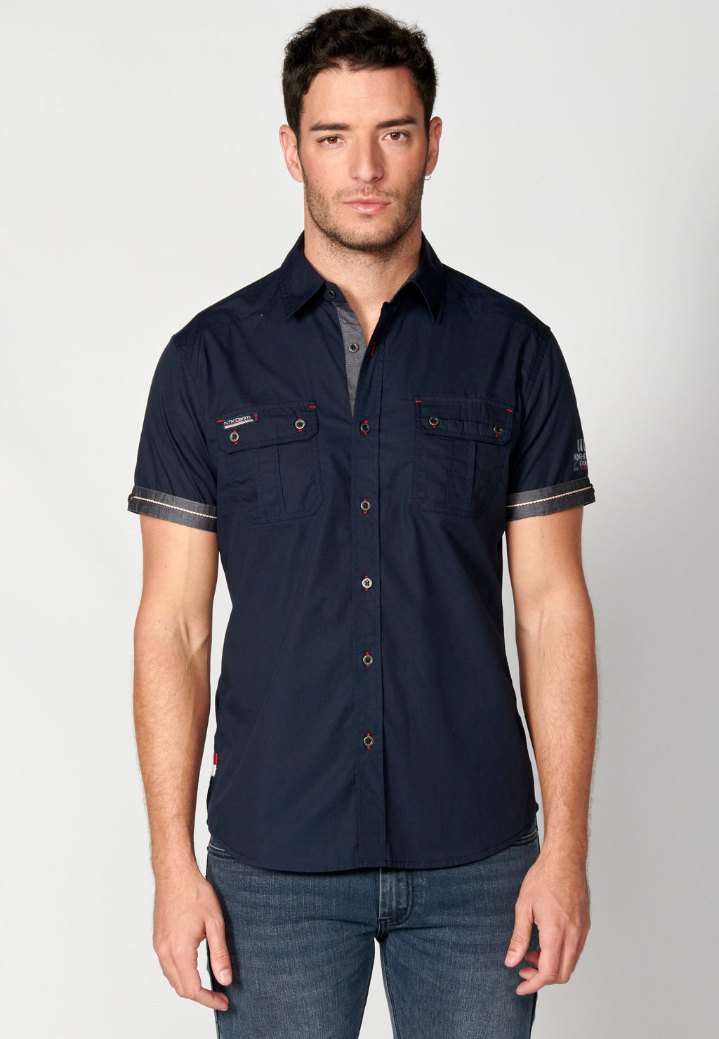 Camisa Hombre Manga Corta Algodón Bolsillos Solapa – Koroshi 2311CC01
