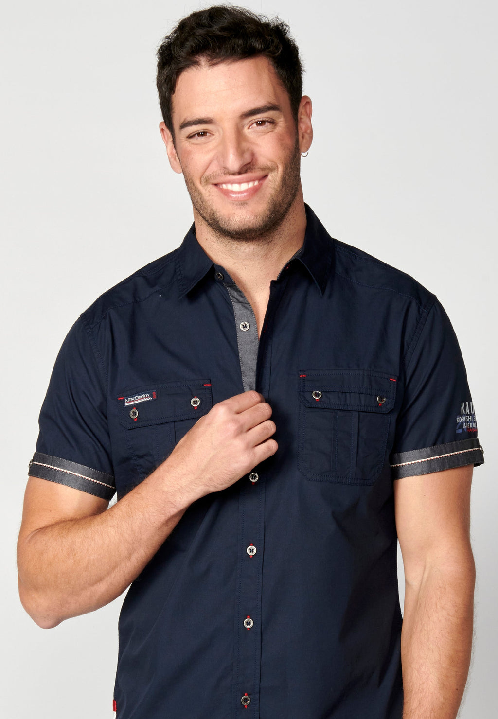 Camisa Hombre Manga Corta Algodón Bolsillos Solapa – Koroshi 2311CC01
