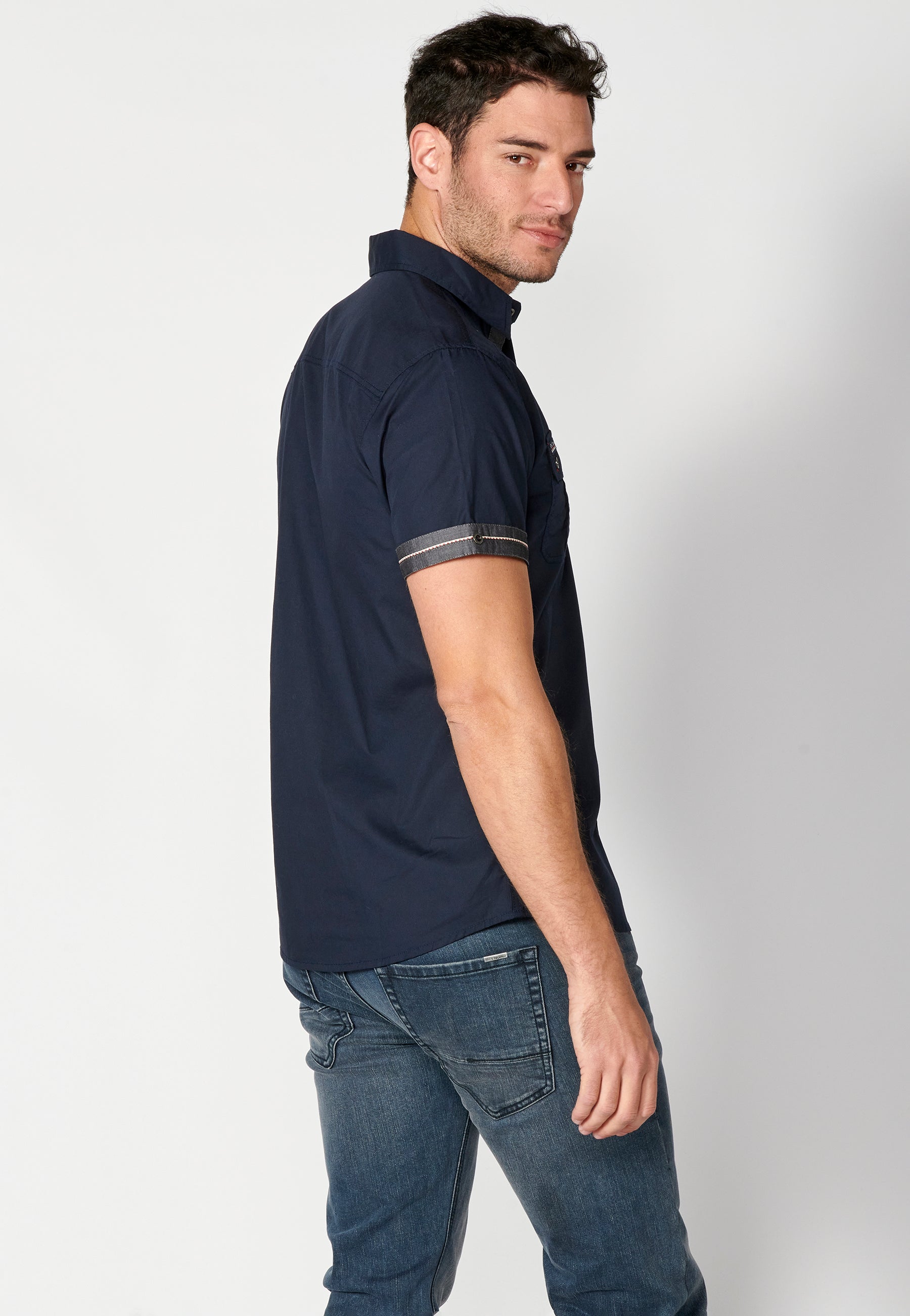 Camisa Hombre Manga Corta Algodón Bolsillos Solapa – Koroshi 2311CC01