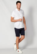 Camisa Hombre Manga Corta Lino Viscosa con Vuelta en Manga – Koroshi 2311CC08