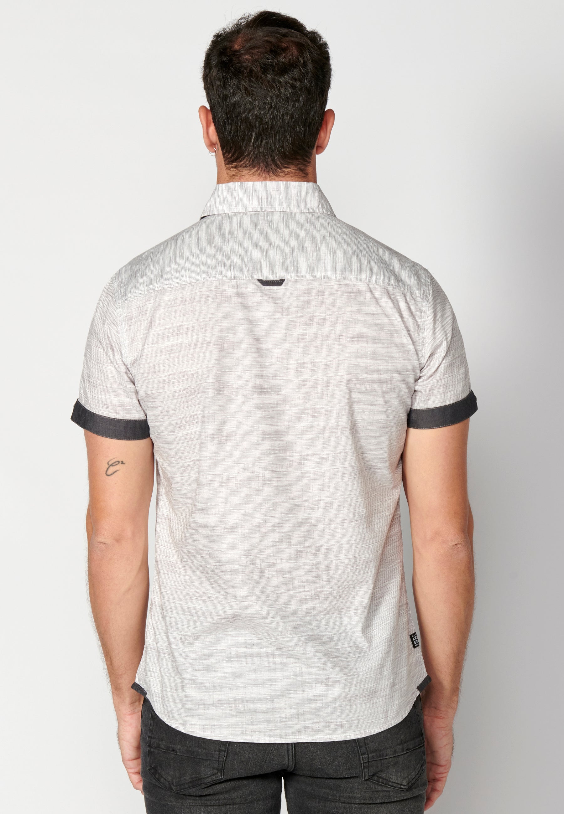 Camisa Hombre Manga Corta Algodón Jaspeado con Bolsillo – Koroshi 2311CC31