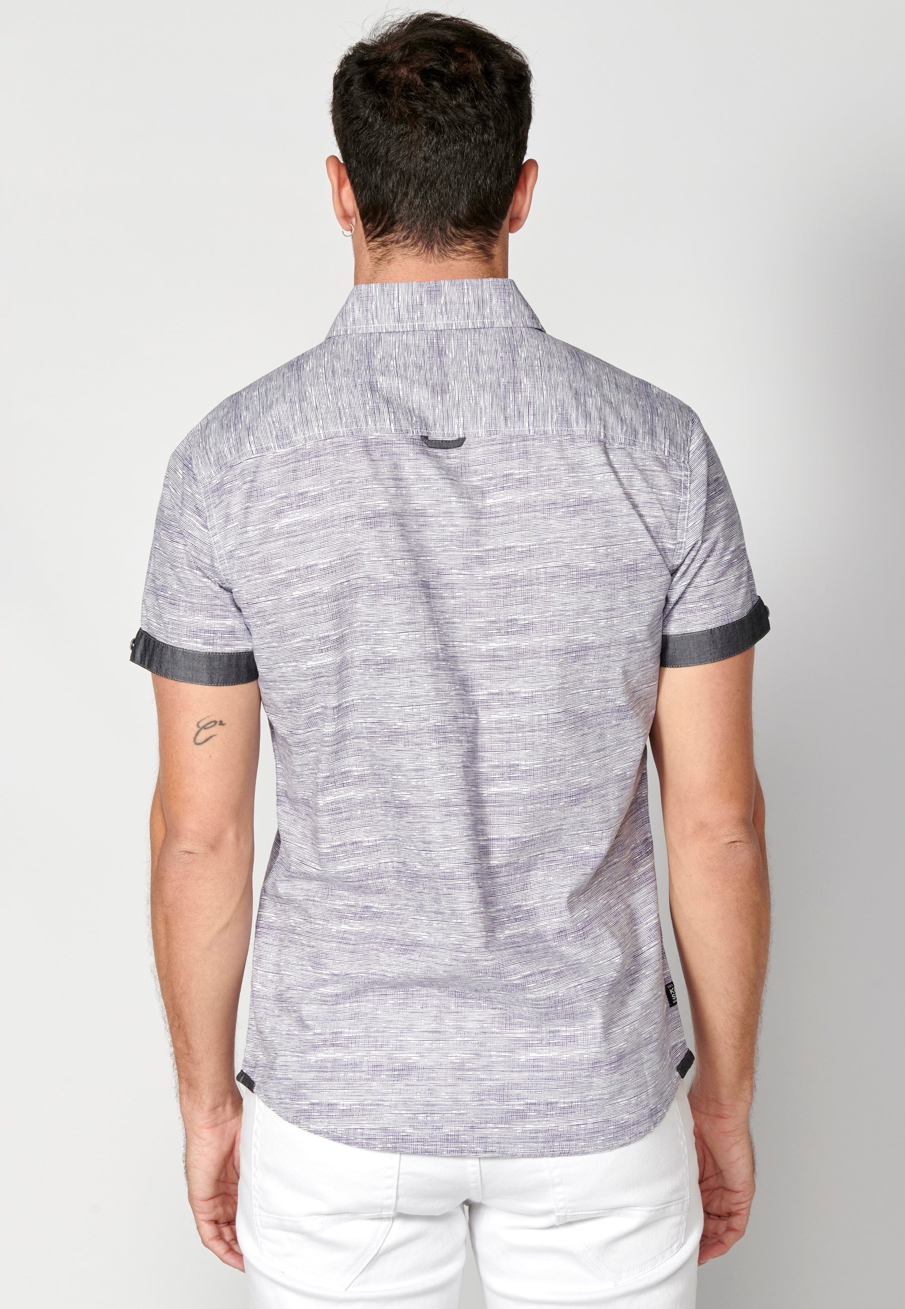 Camisa Hombre Manga Corta Algodón Jaspeado con Bolsillo – Koroshi 2311CC31
