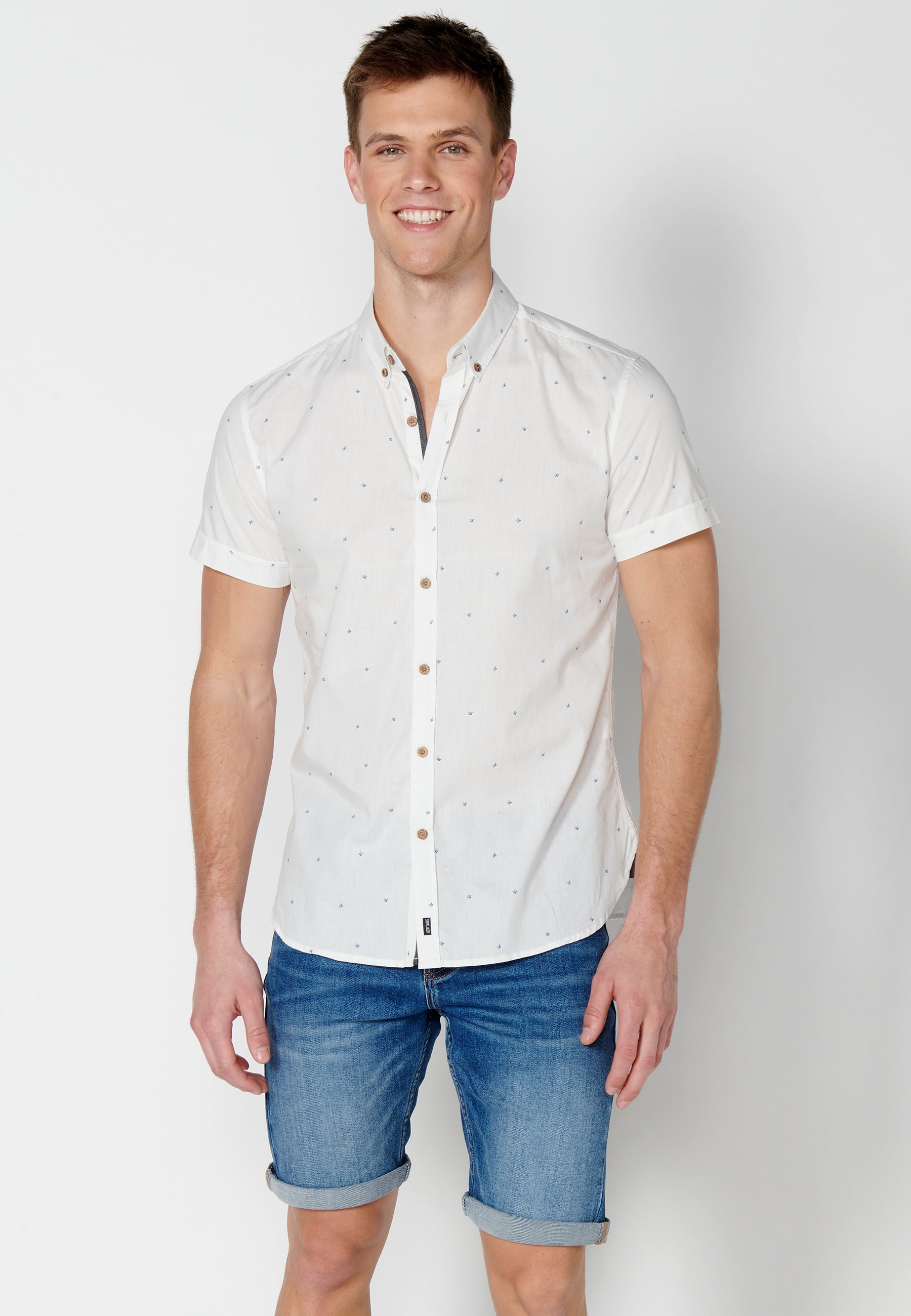 Camisa Hombre Manga Corta Algodón Micro Estampado – Koroshi 2311CC32