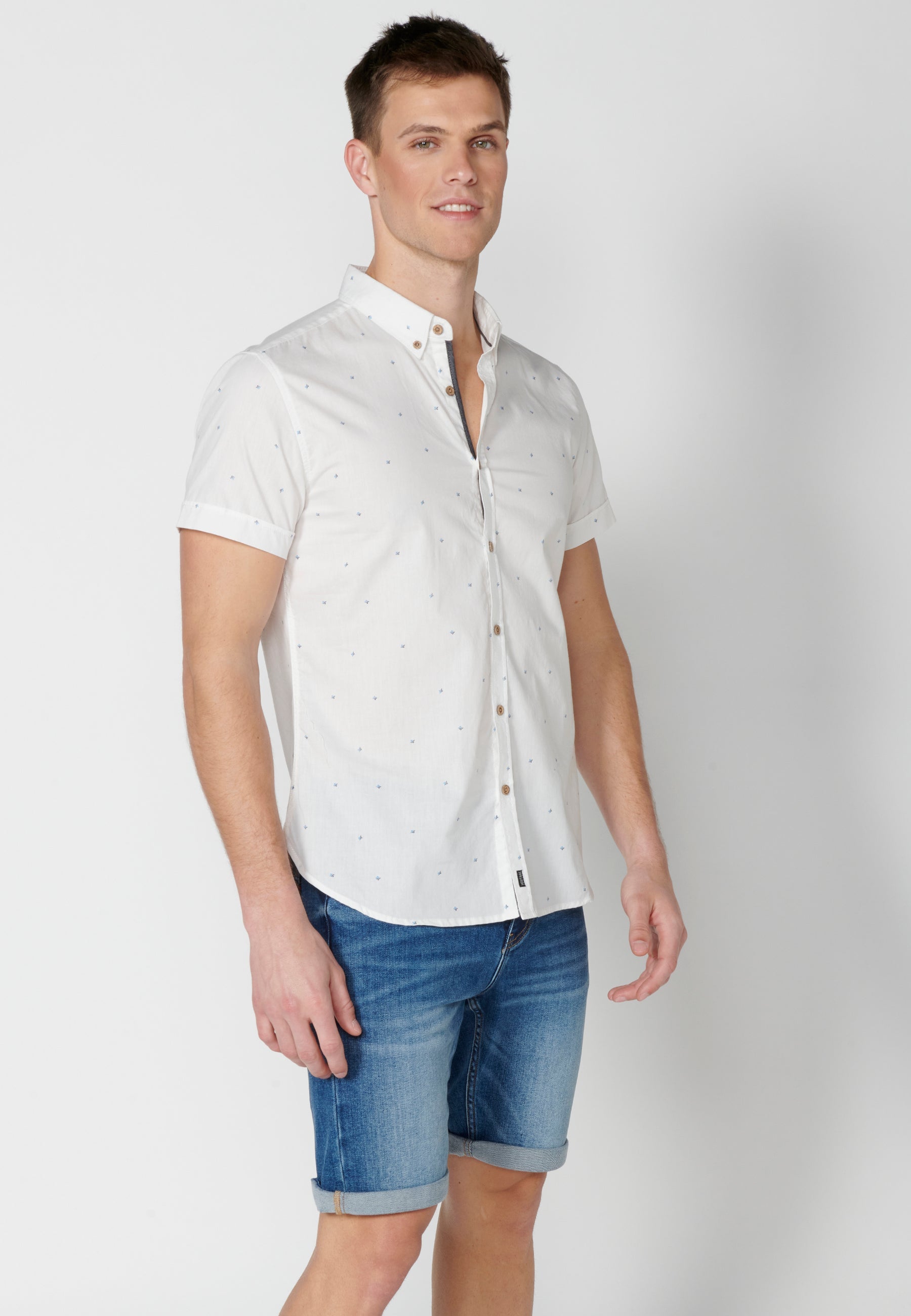 Camisa Hombre Manga Corta Algodón Micro Estampado – Koroshi 2311CC32