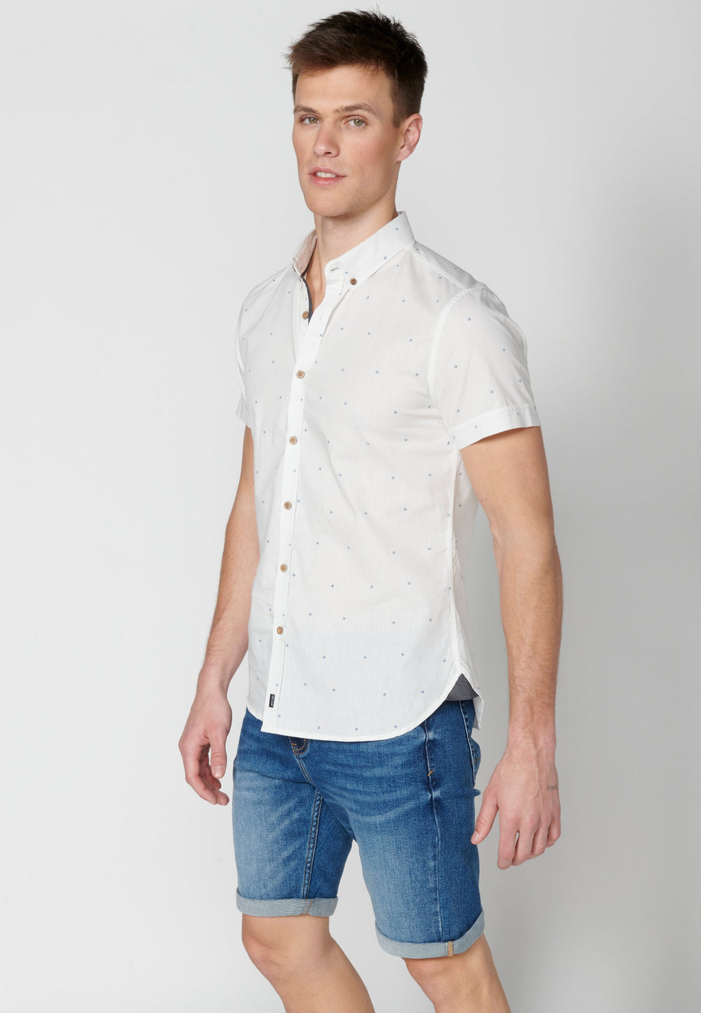 Camisa Hombre Manga Corta Algodón Micro Estampado – Koroshi 2311CC32