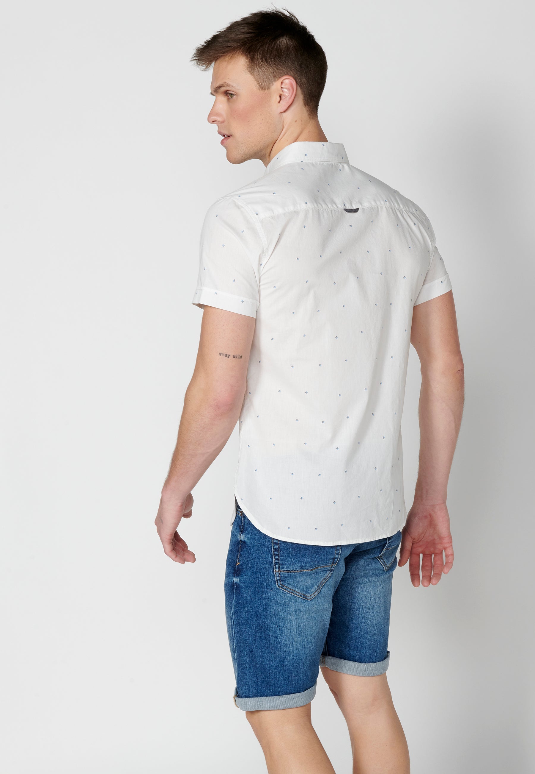 Camisa Hombre Manga Corta Algodón Micro Estampado – Koroshi 2311CC32