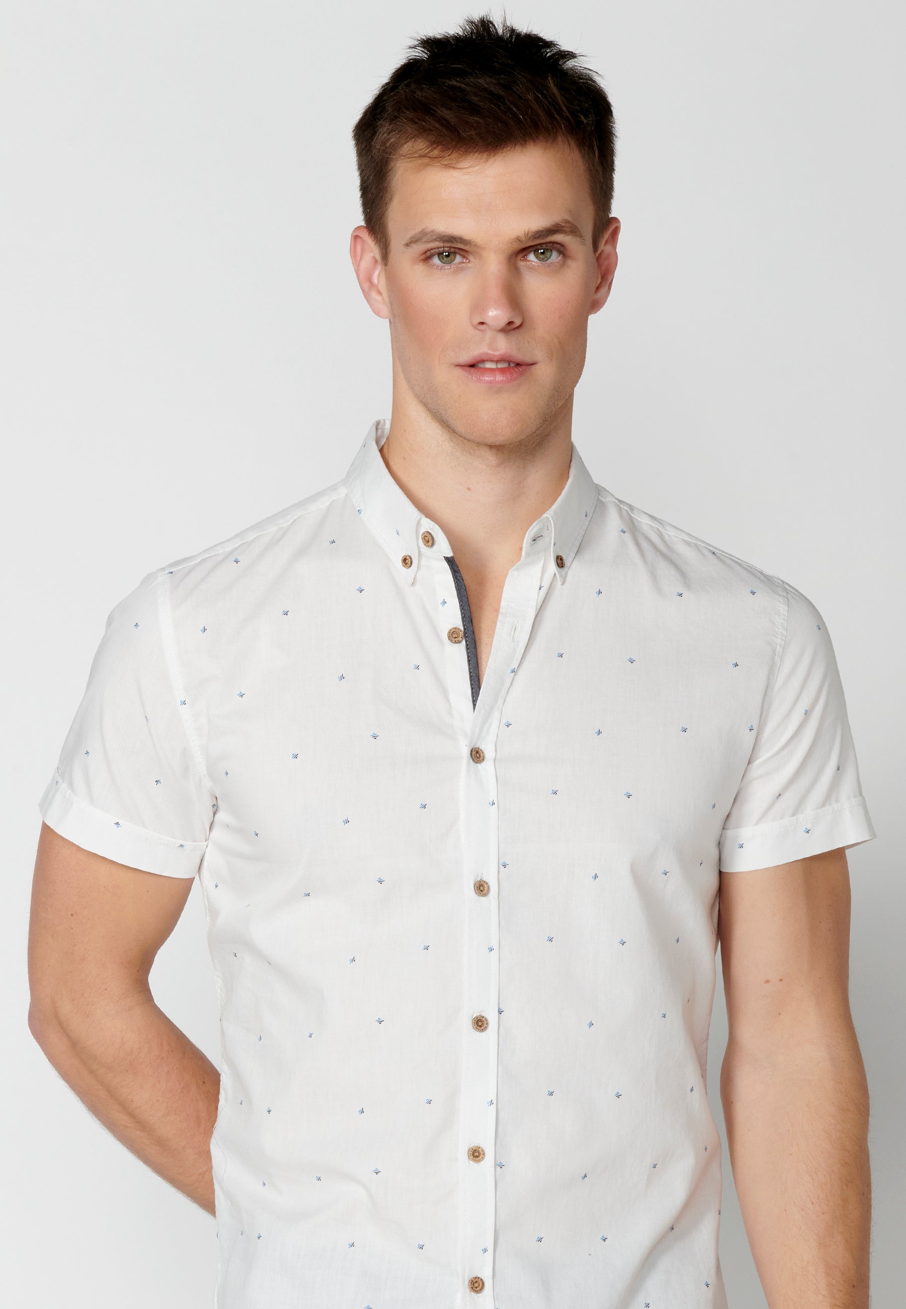 Camisa Hombre Manga Corta Algodón Micro Estampado – Koroshi 2311CC32