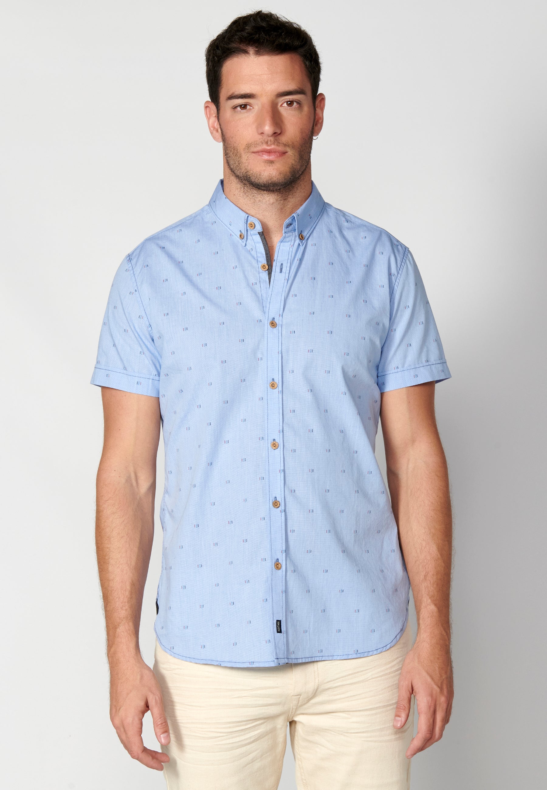 Camisa Hombre Manga Corta Algodón Micro Estampado – Koroshi 2311CC32
