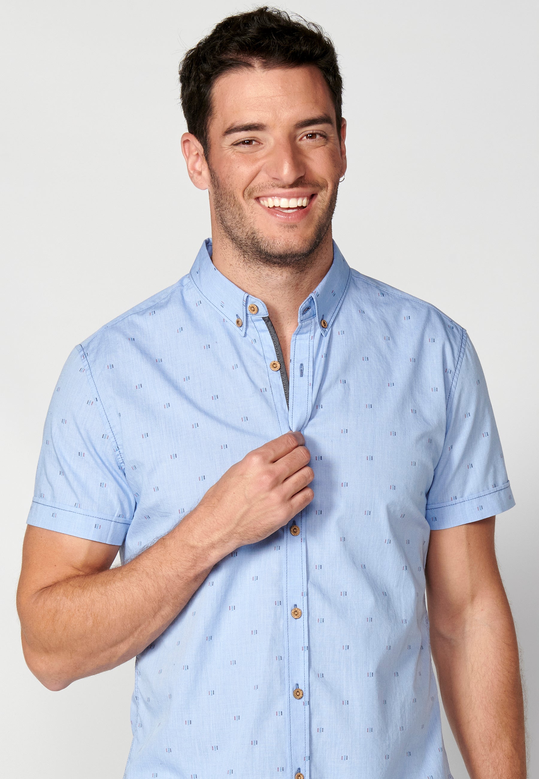 Camisa Hombre Manga Corta Algodón Micro Estampado – Koroshi 2311CC32