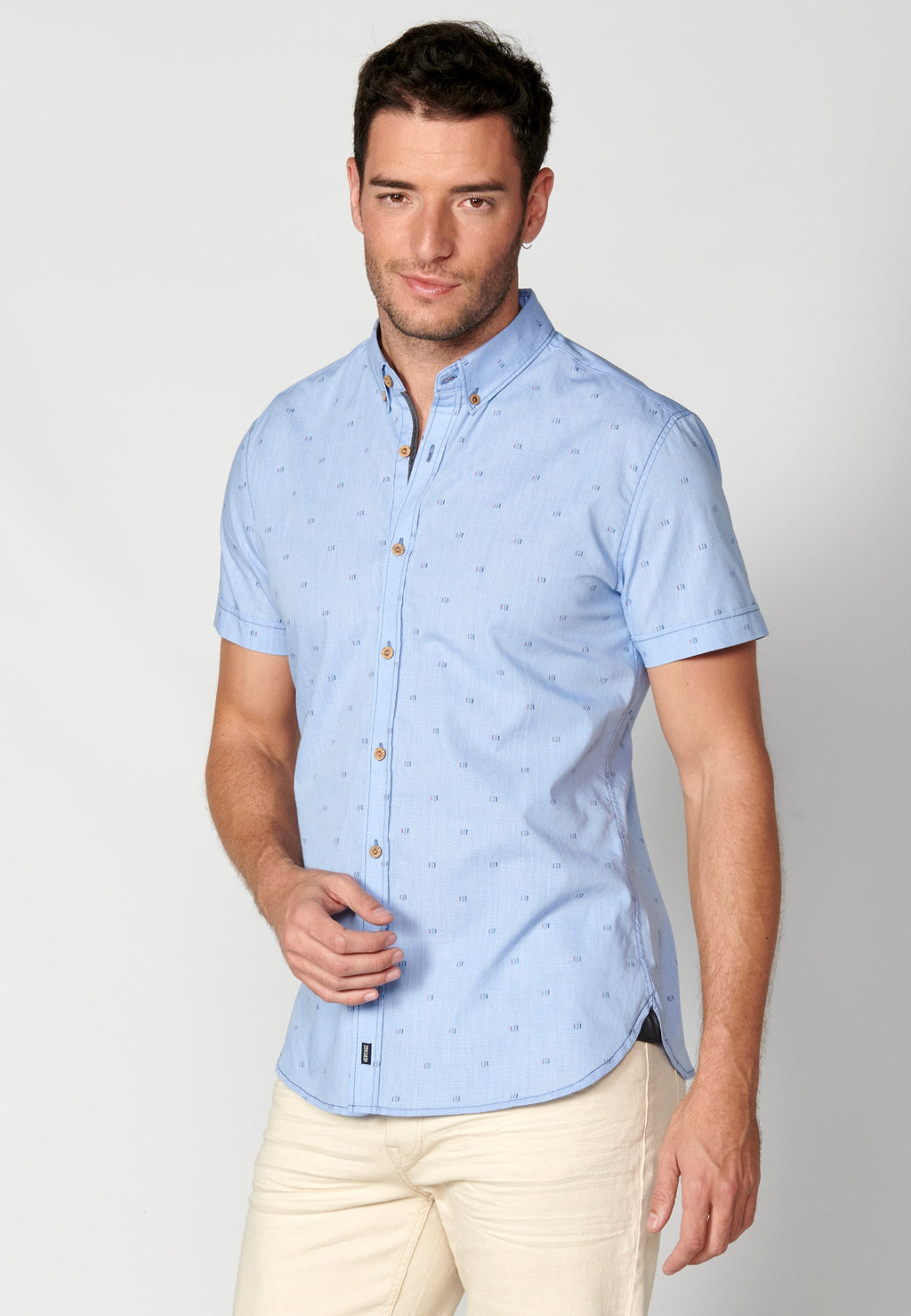 Camisa Hombre Manga Corta Algodón Micro Estampado – Koroshi 2311CC32