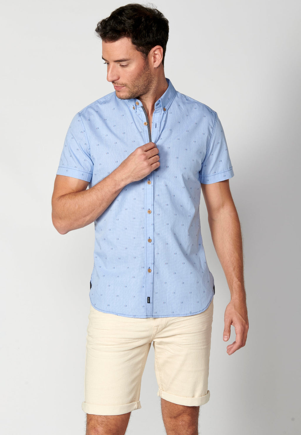 Camisa Hombre Manga Corta Algodón Micro Estampado – Koroshi 2311CC32