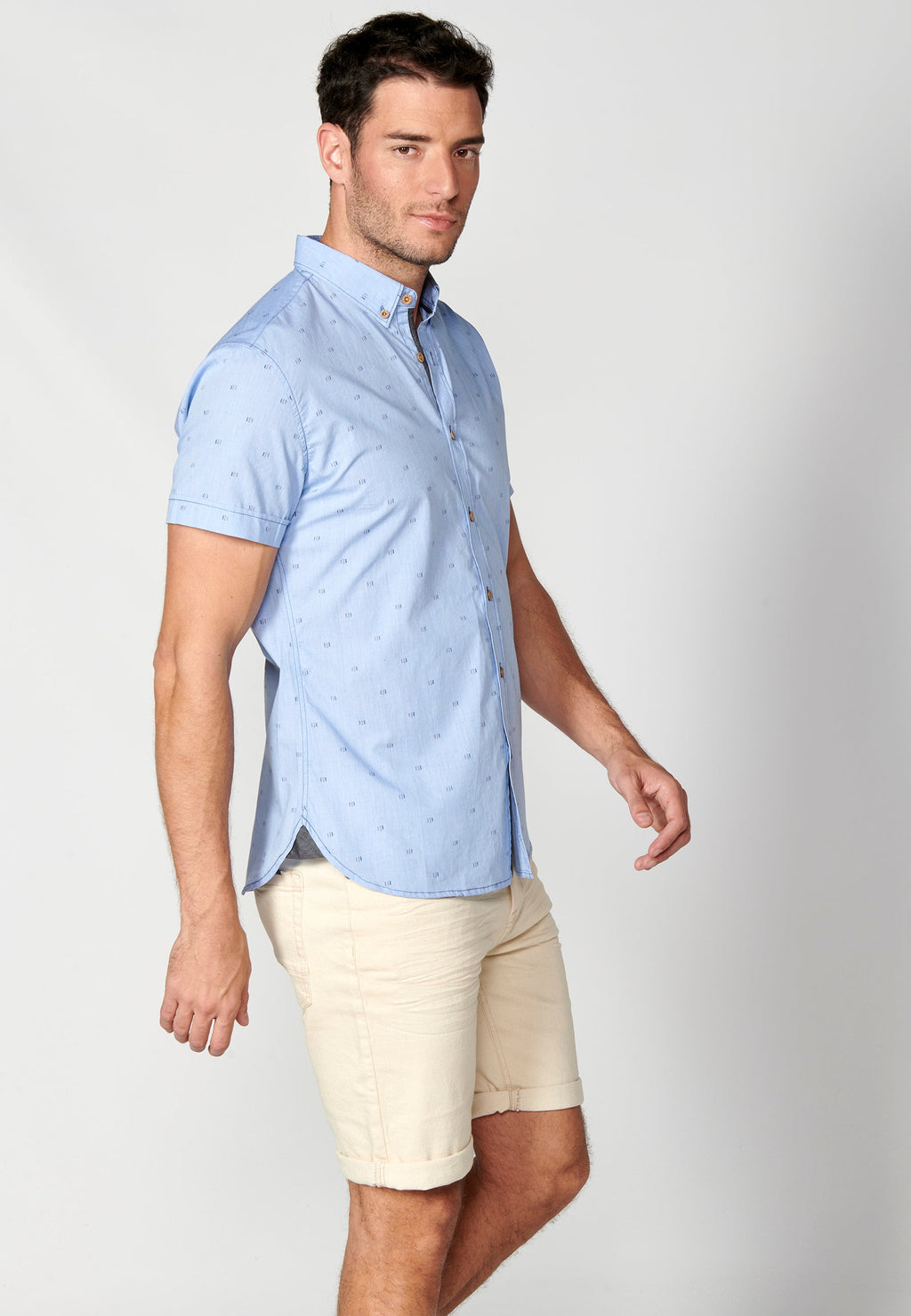 Camisa Hombre Manga Corta Algodón Micro Estampado – Koroshi 2311CC32