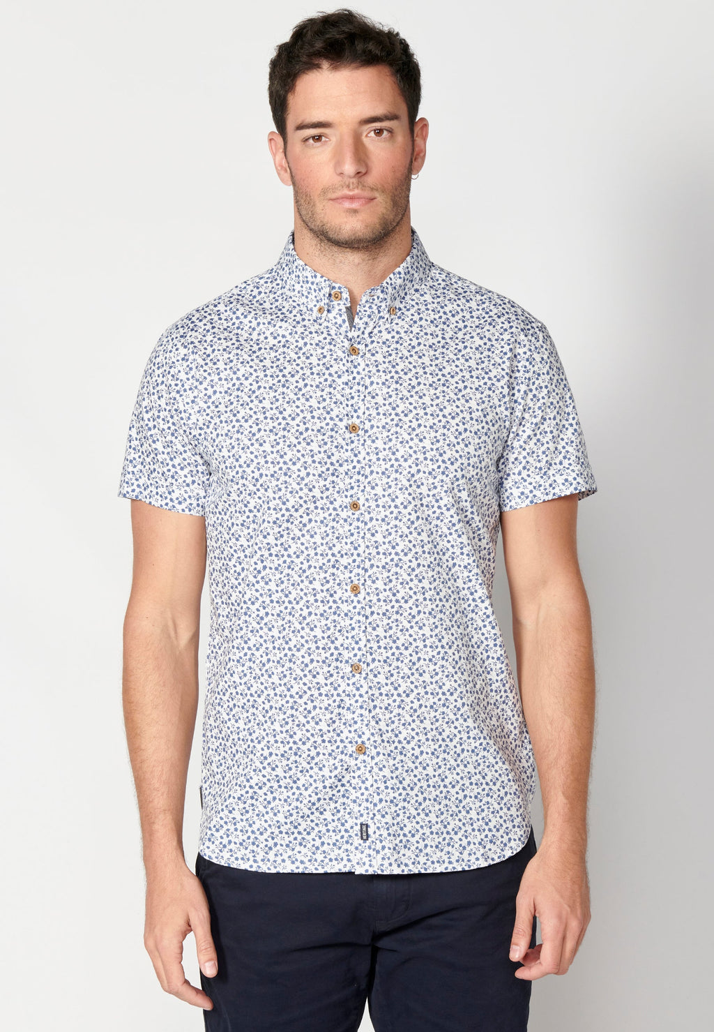 Camisa Hombre Manga Corta Algodón Micro Estampado – Koroshi 2311CC32