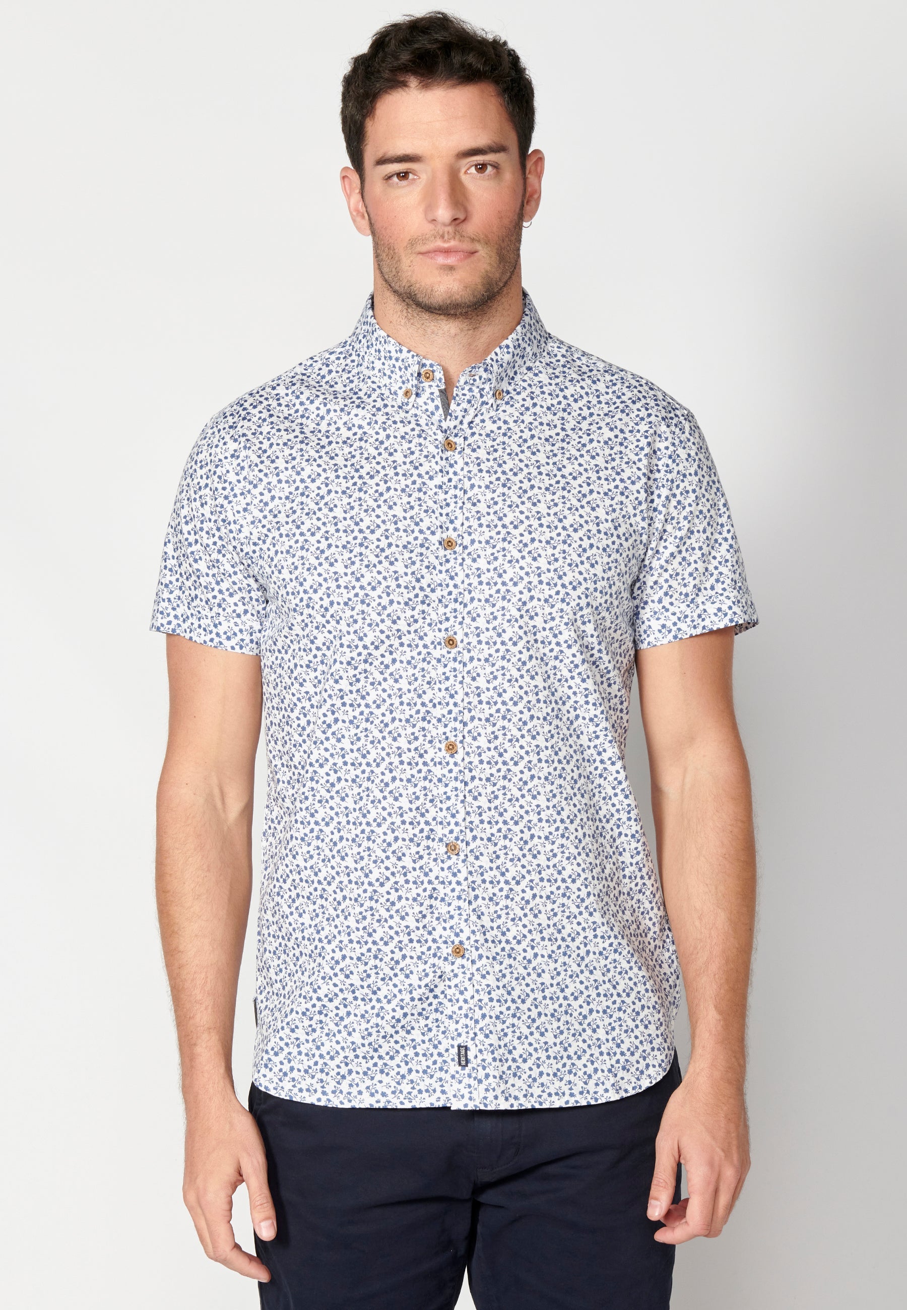 Camisa Hombre Manga Corta Algodón Micro Estampado – Koroshi 2311CC32