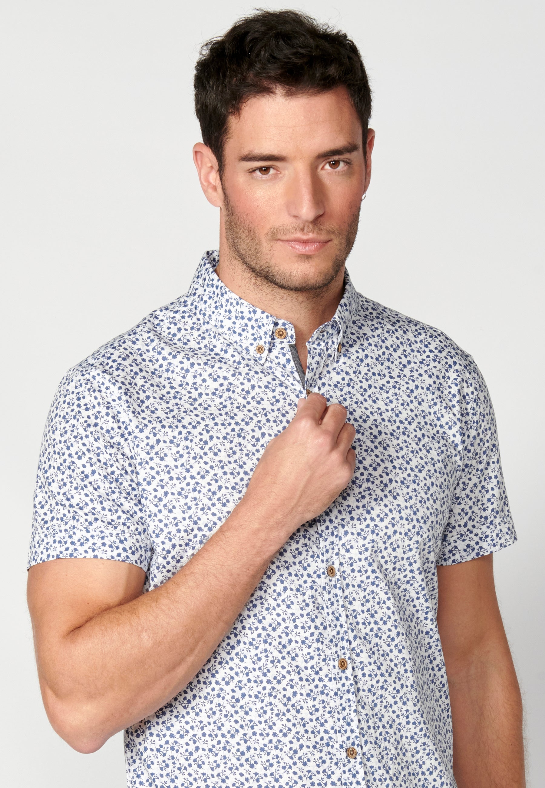 Camisa Hombre Manga Corta Algodón Micro Estampado – Koroshi 2311CC32