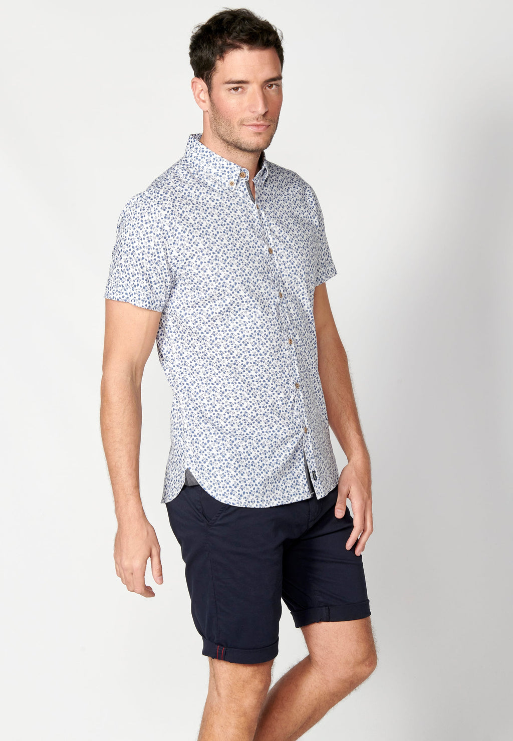 Camisa Hombre Manga Corta Algodón Micro Estampado – Koroshi 2311CC32