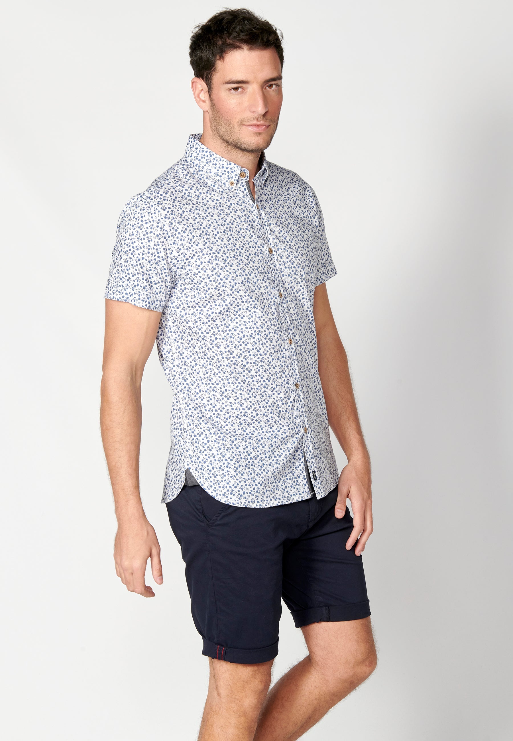 Camisa Hombre Manga Corta Algodón Micro Estampado – Koroshi 2311CC32