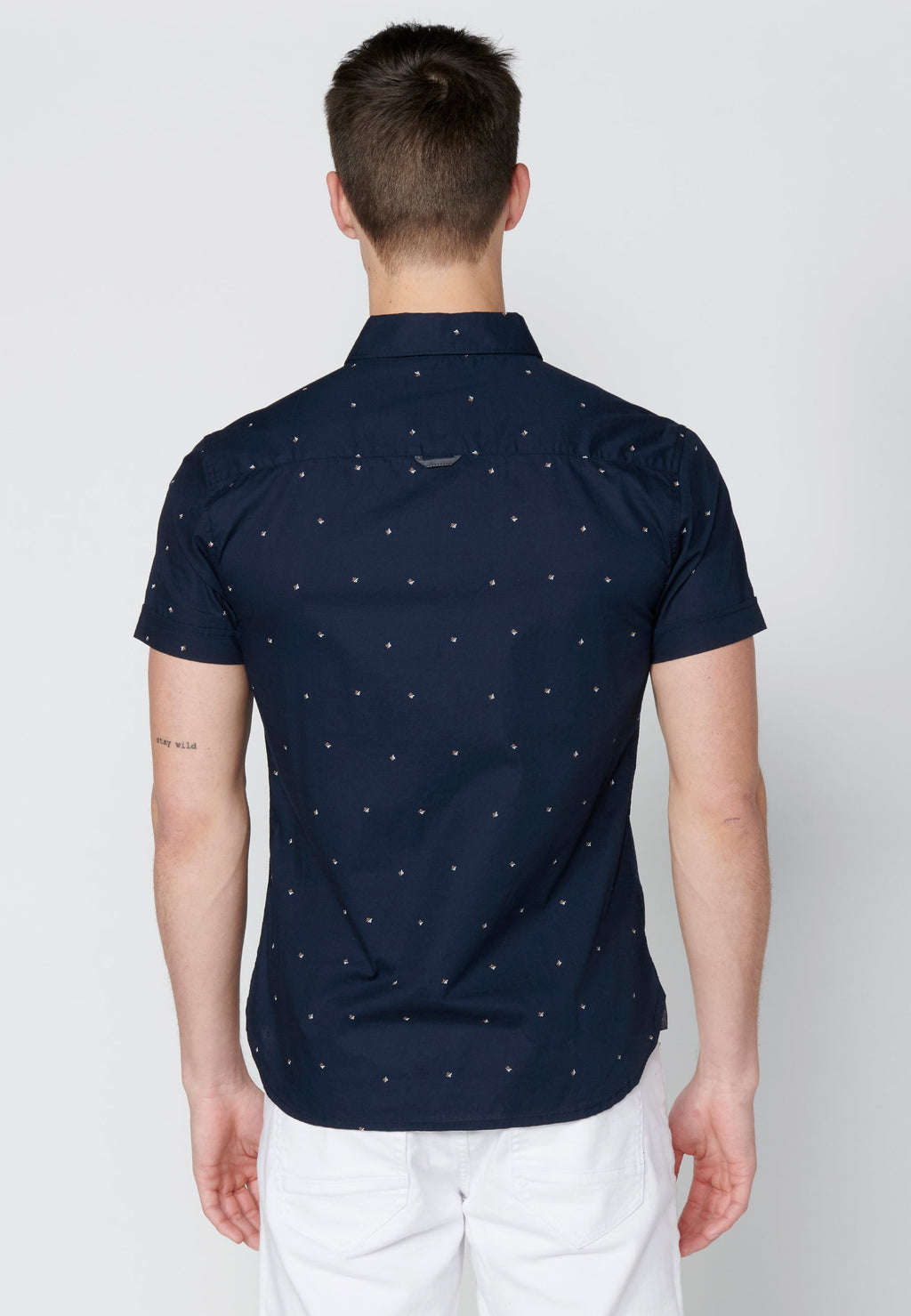 Camisa Hombre Manga Corta Algodón Micro Estampado – Koroshi 2311CC32