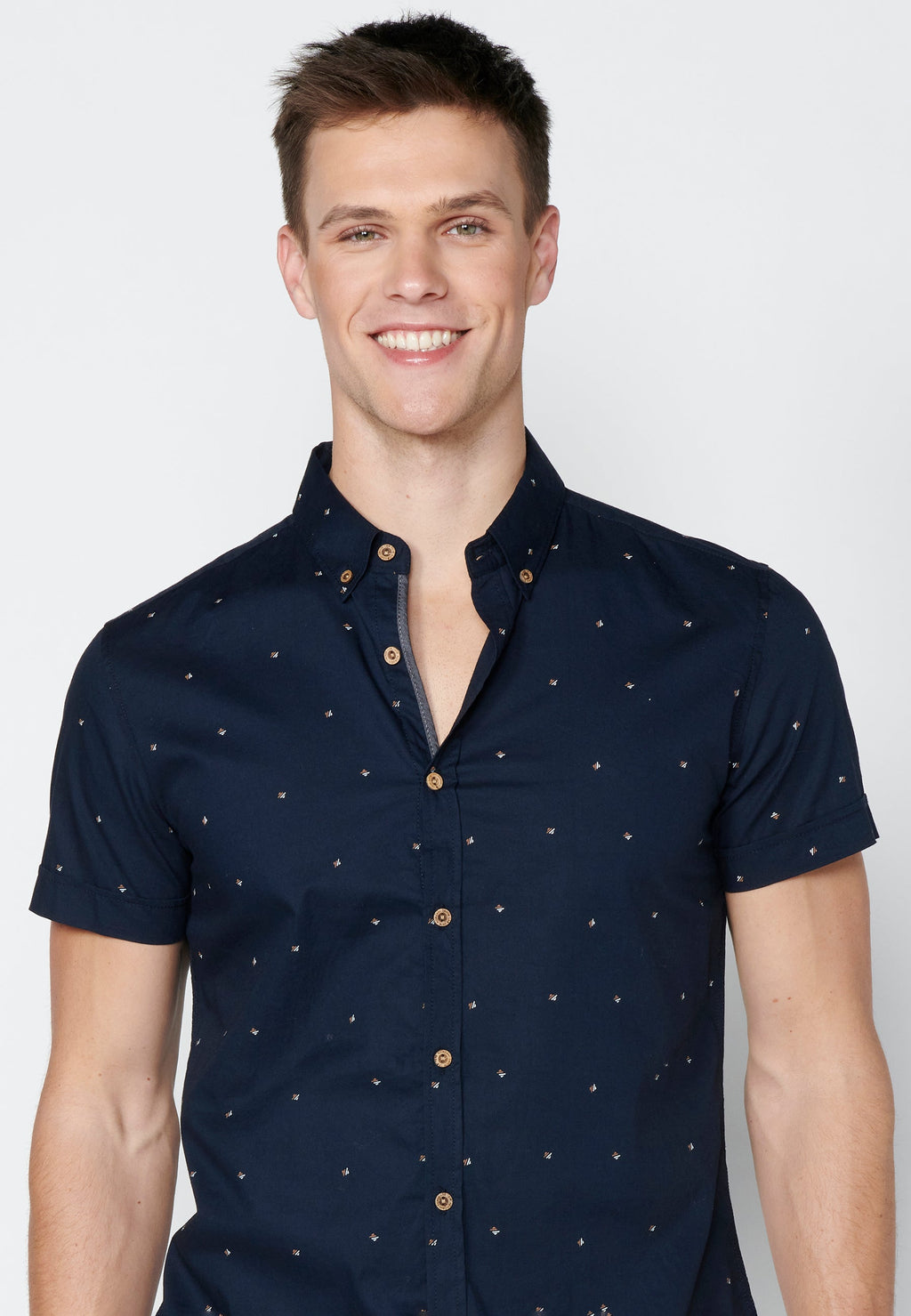 Camisa Hombre Manga Corta Algodón Micro Estampado – Koroshi 2311CC32