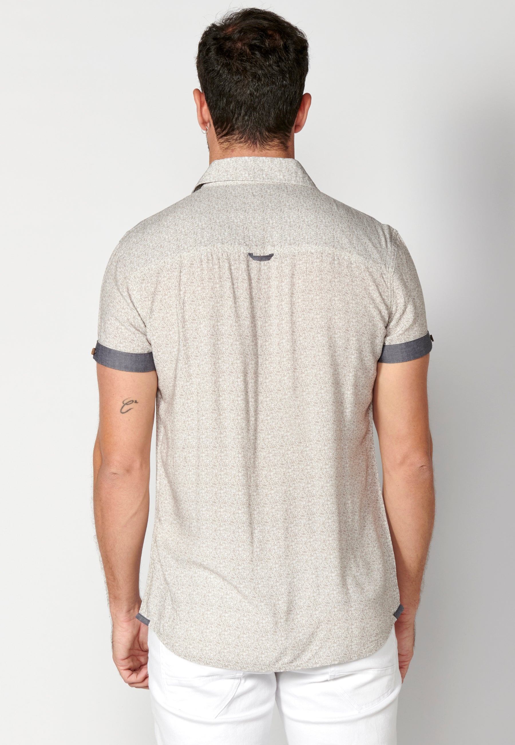 Camisa Hombre Manga Corta Micro Estampado con Bolsillo – Koroshi 2311CC33
