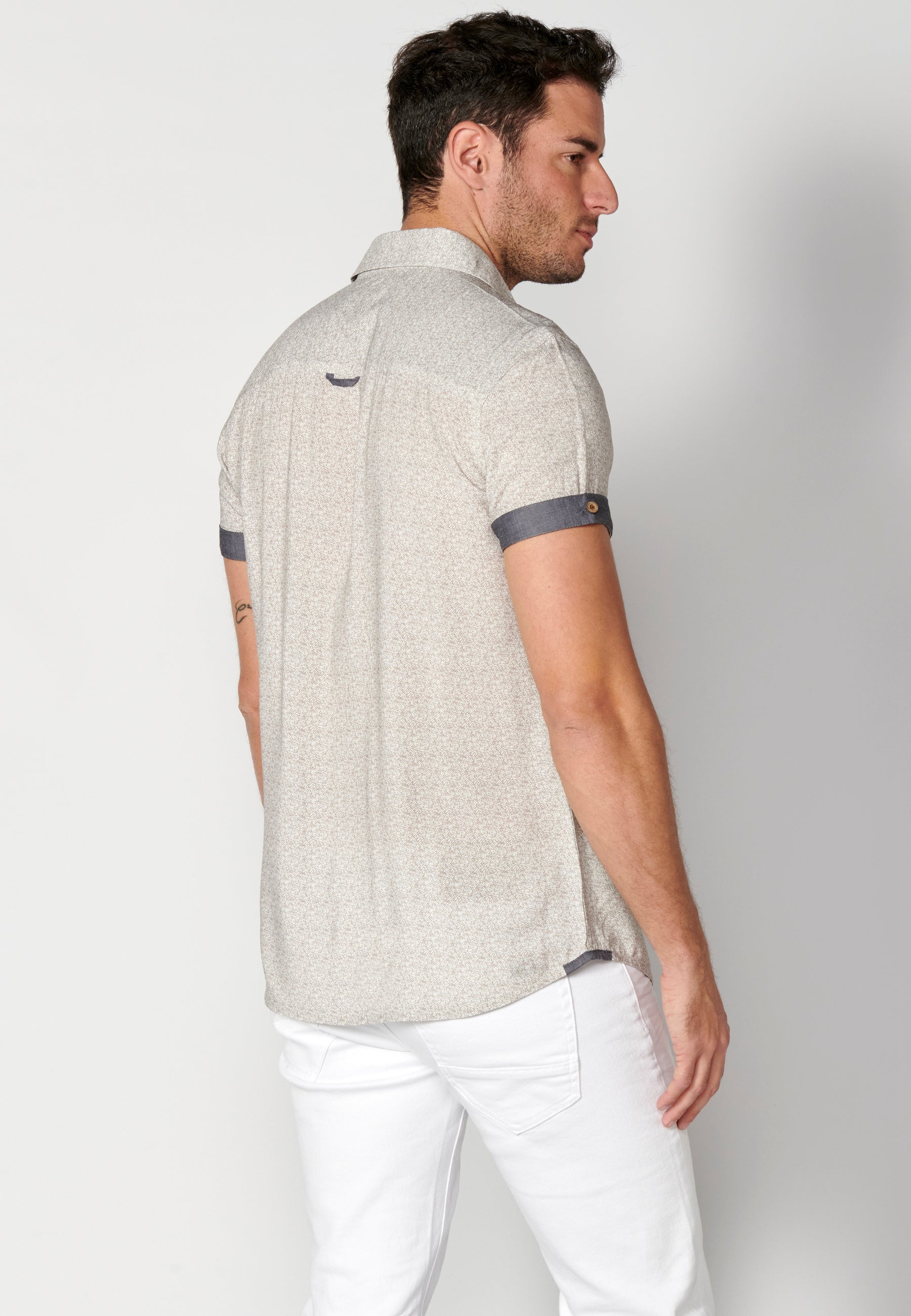 Camisa Hombre Manga Corta Micro Estampado con Bolsillo – Koroshi 2311CC33