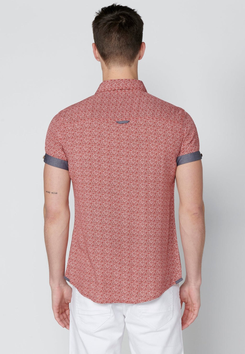 Camisa Hombre Manga Corta Micro Estampado con Bolsillo – Koroshi 2311CC33