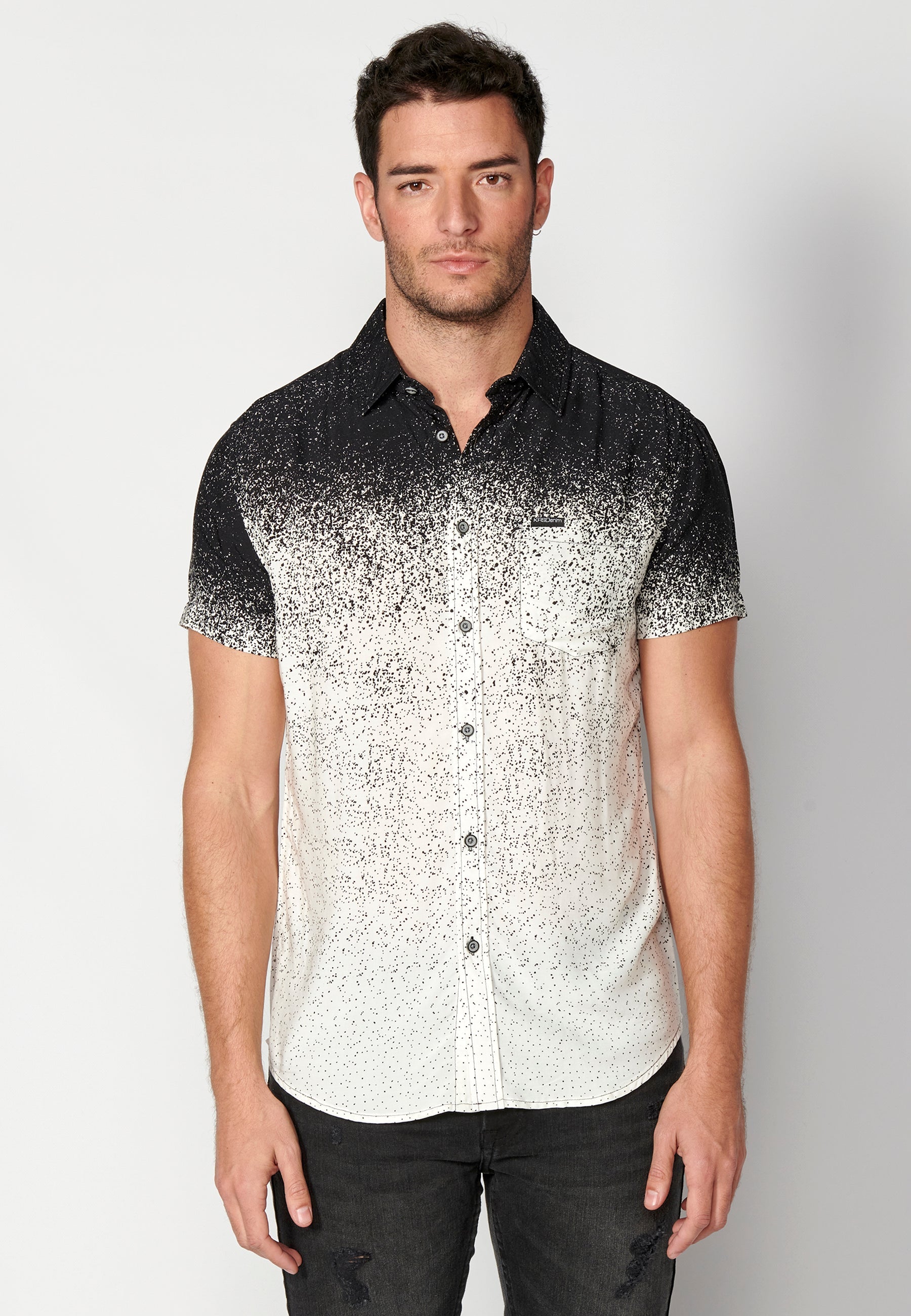 Camisa Hombre Manga Corta Estampado Degradado Viscosa – Koroshi 2311CC36