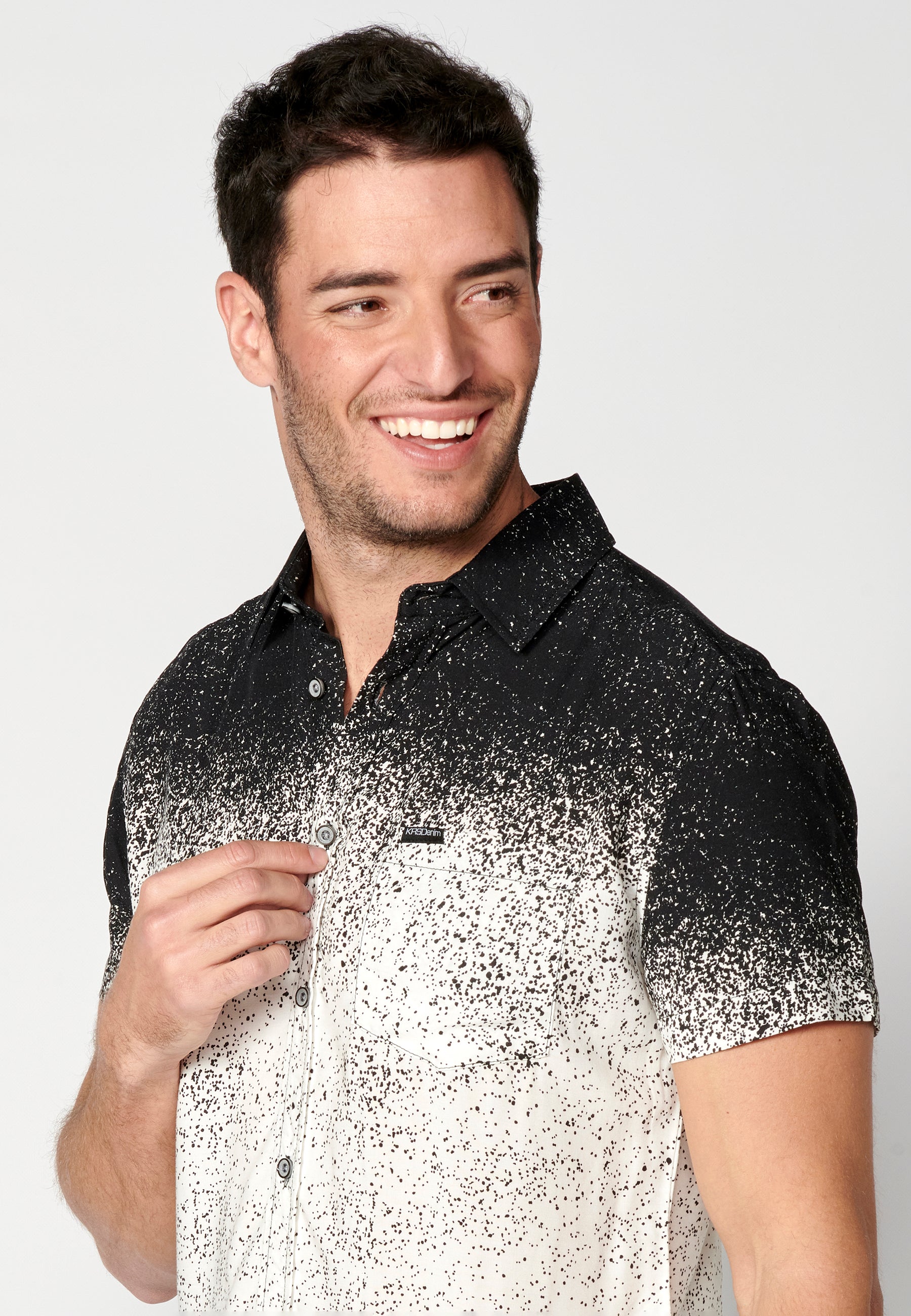 Camisa Hombre Manga Corta Estampado Degradado Viscosa – Koroshi 2311CC36