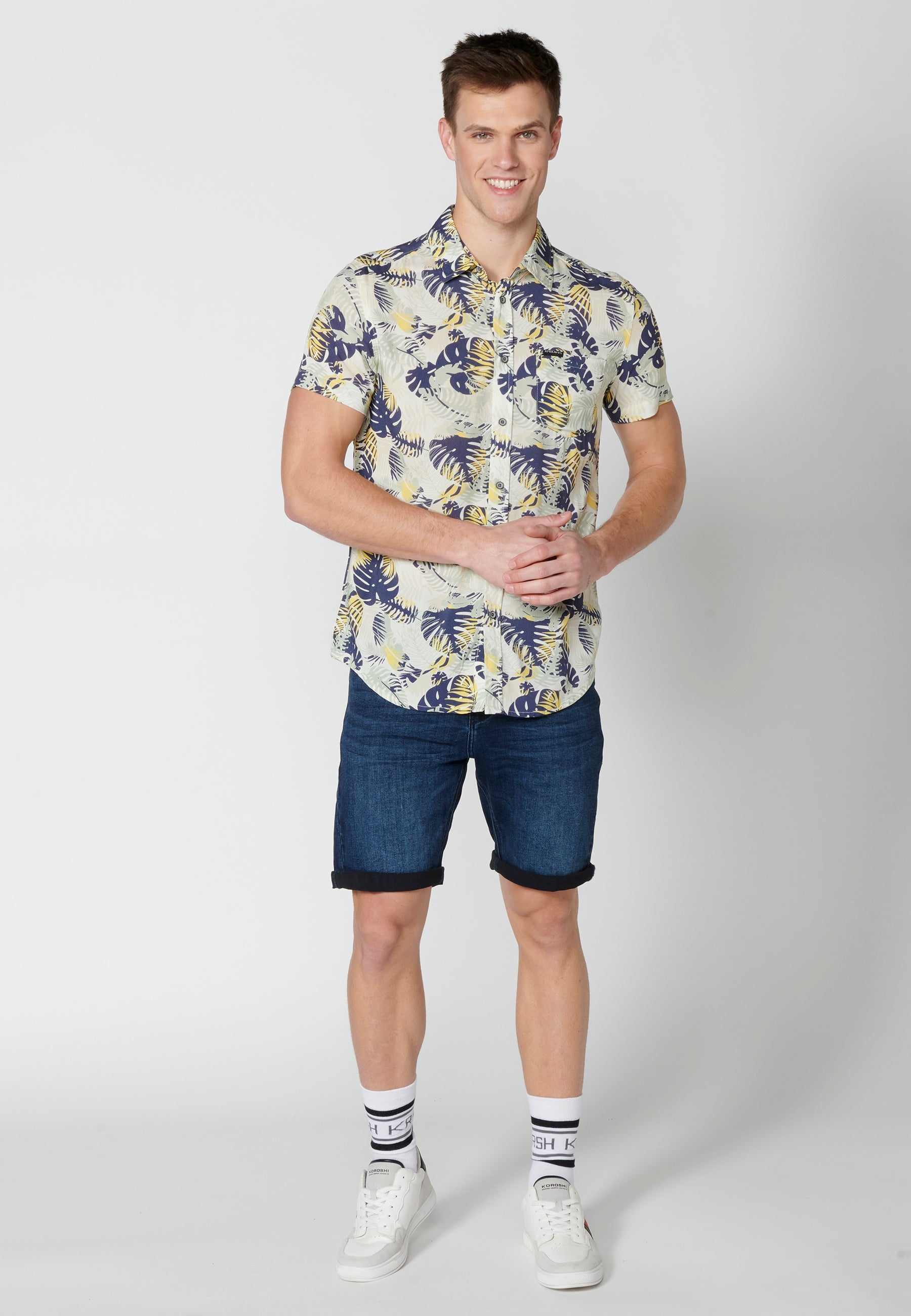 Camisa Hombre Manga Corta Estampado Degradado Viscosa – Koroshi 2311CC36