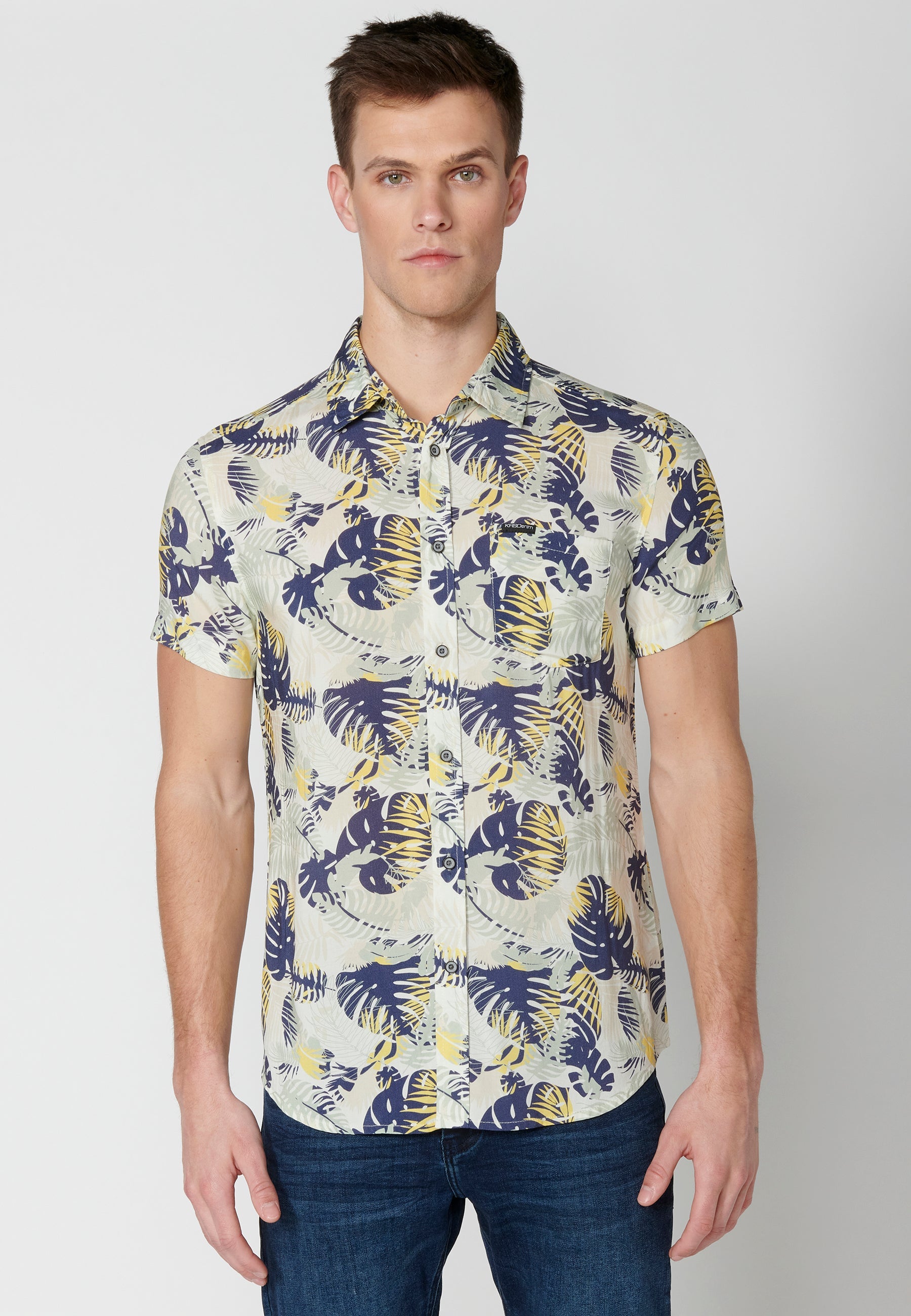 Camisa Hombre Manga Corta Estampado Degradado Viscosa – Koroshi 2311CC36