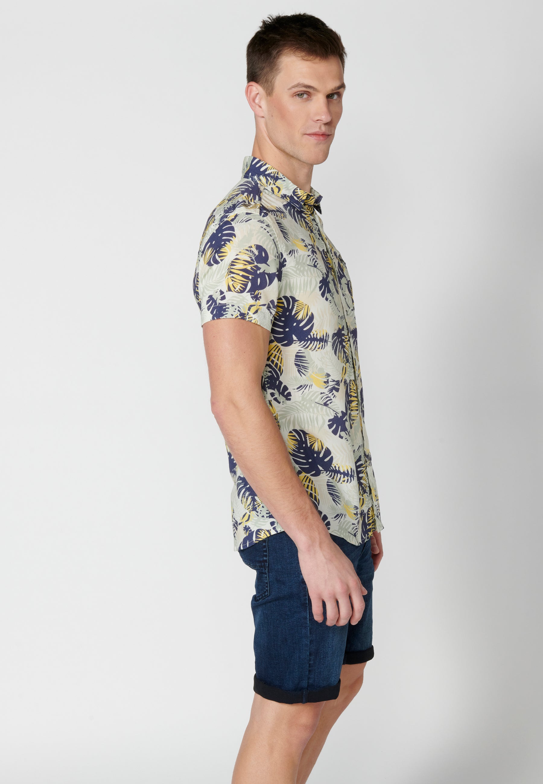 Camisa Hombre Manga Corta Estampado Degradado Viscosa – Koroshi 2311CC36