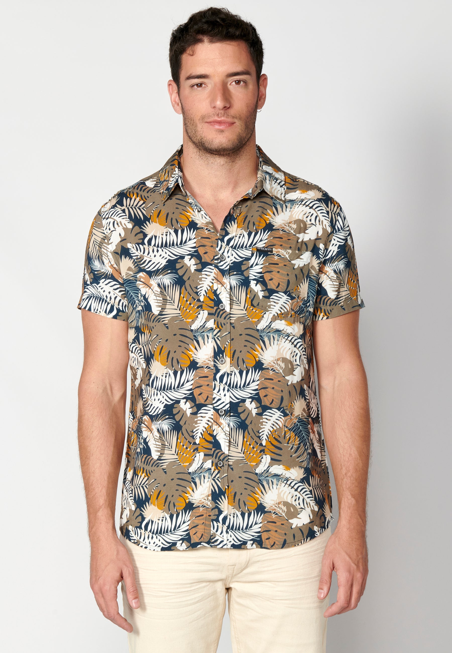 Camisa Hombre Manga Corta Estampado Degradado Viscosa – Koroshi 2311CC36