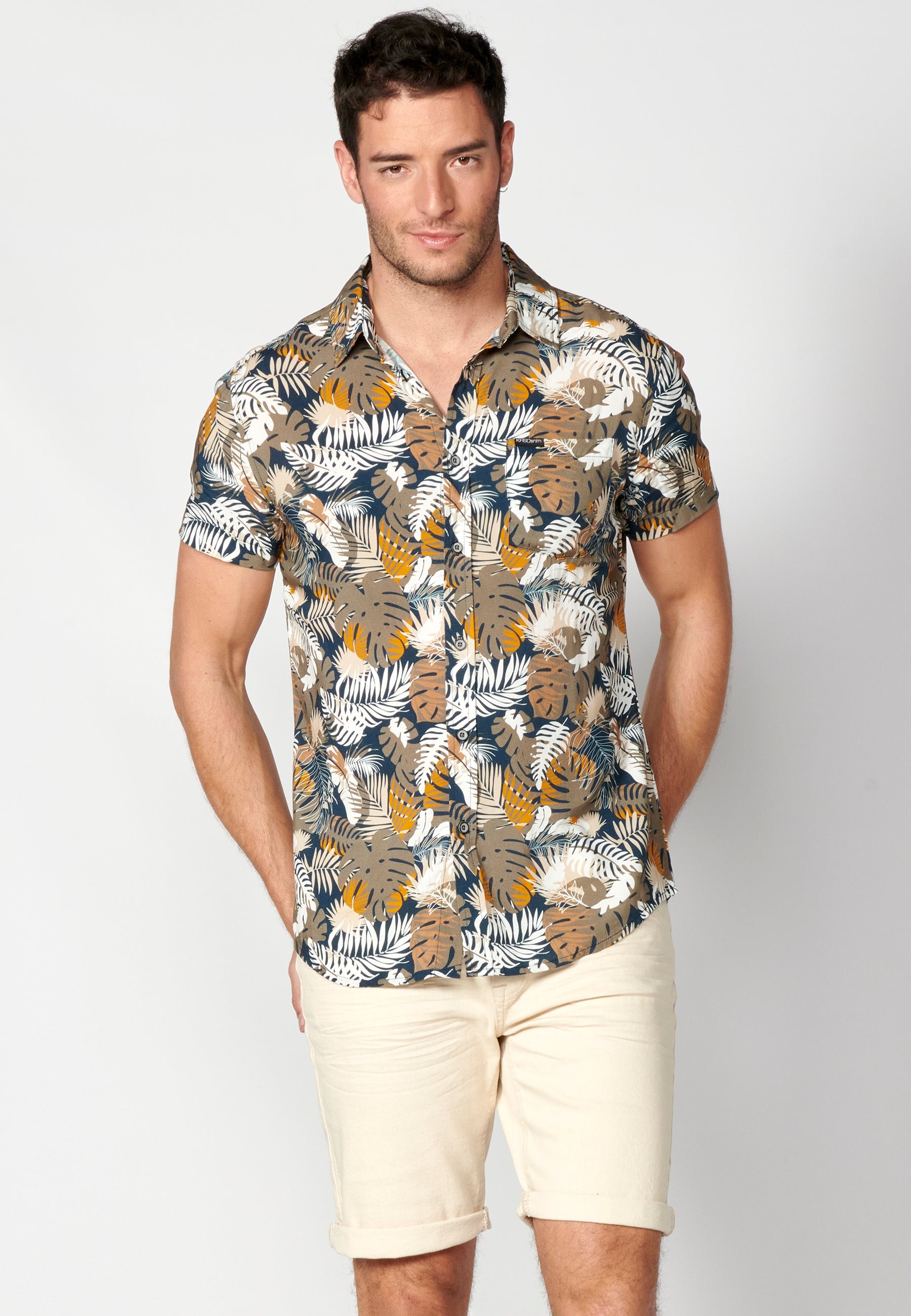 Camisa Hombre Manga Corta Estampado Degradado Viscosa – Koroshi 2311CC36