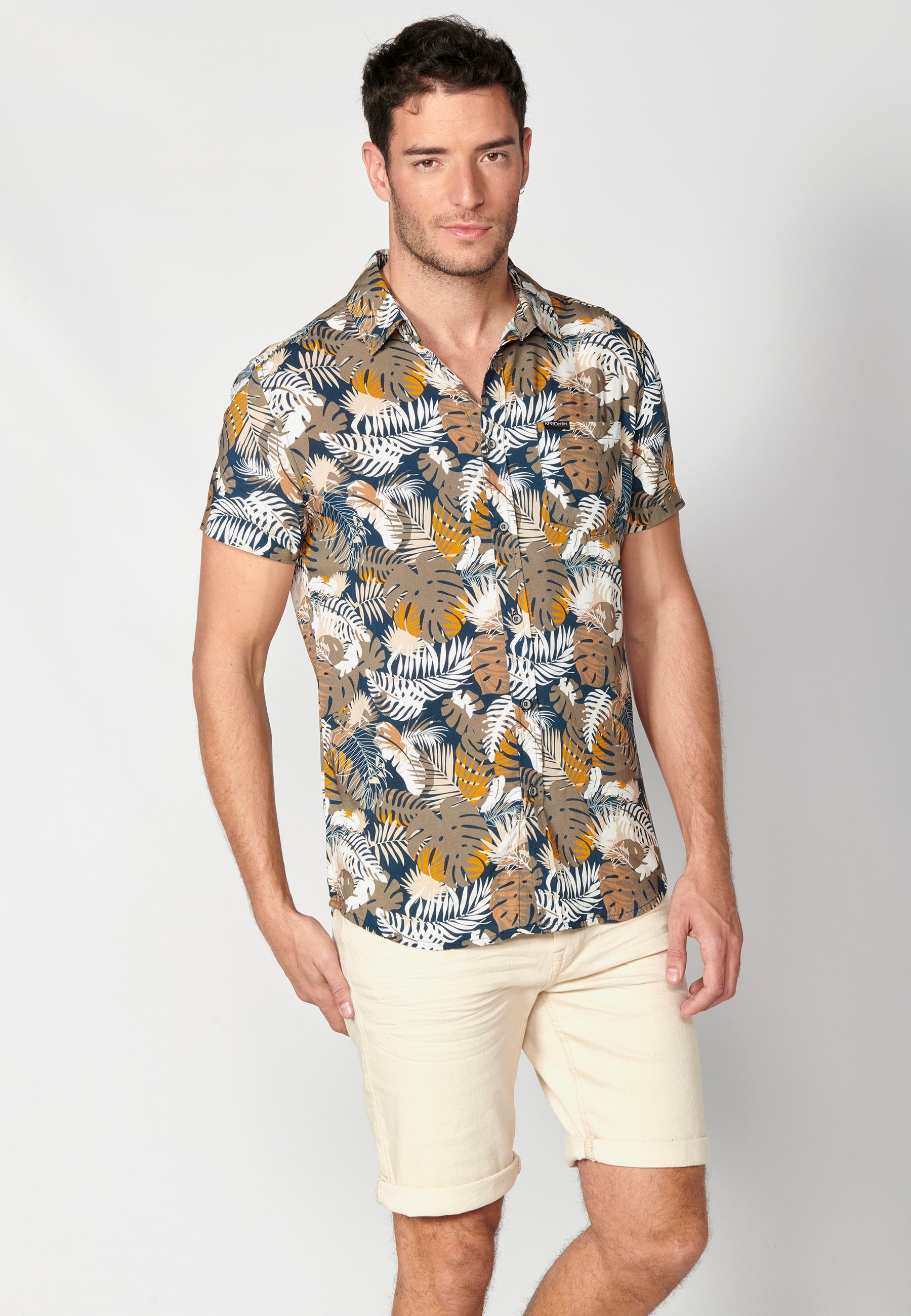 Camisa Hombre Manga Corta Estampado Degradado Viscosa – Koroshi 2311CC36
