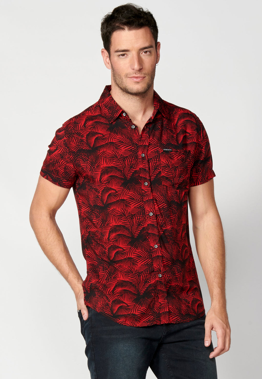 Camisa Hombre Manga Corta Estampado Degradado Viscosa – Koroshi 2311CC36